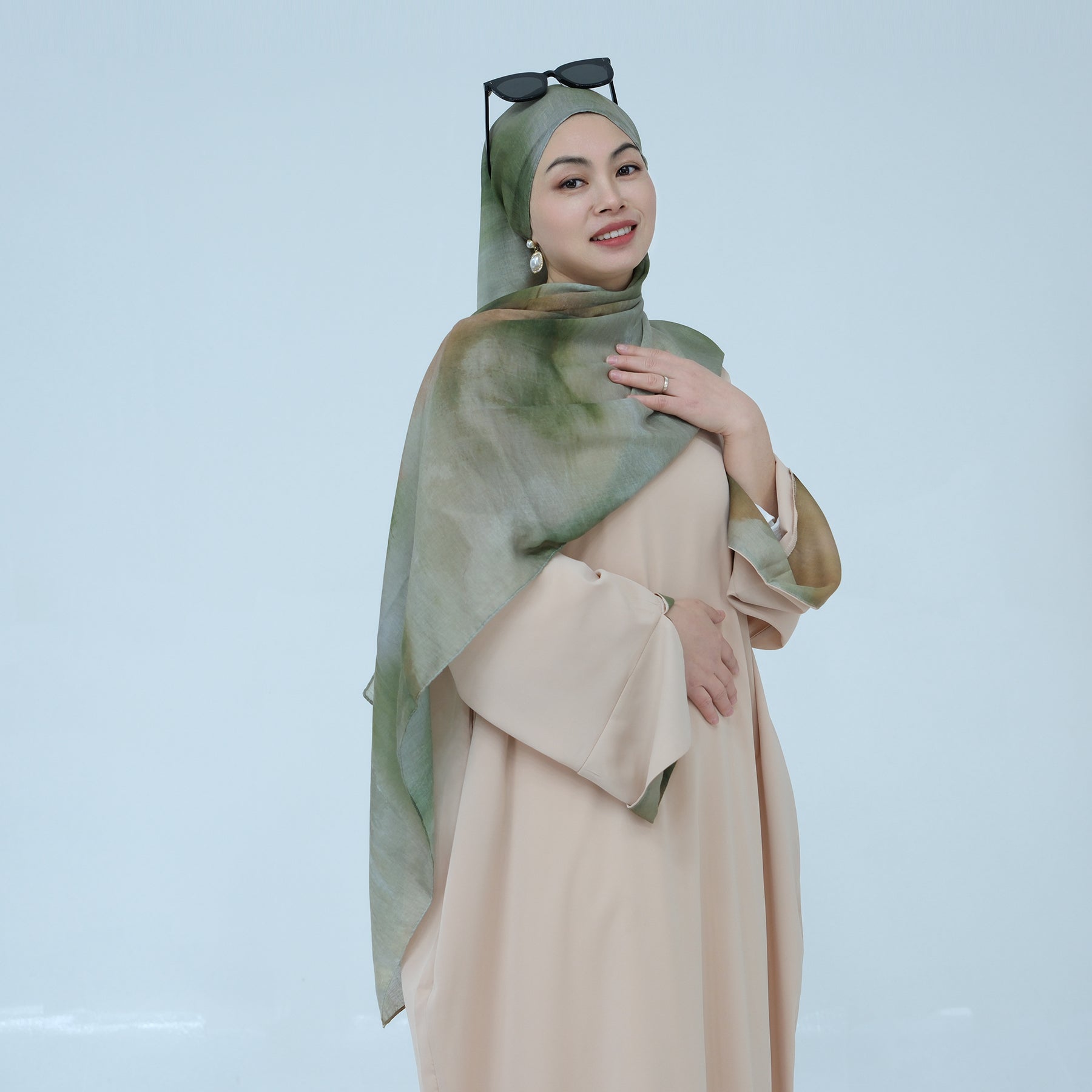 Chloe Abaya and Hijab Set for Women - Modest Islamic Prayer Dress in Beige - Perfect for Eid, Ramadan, and Daily Wear