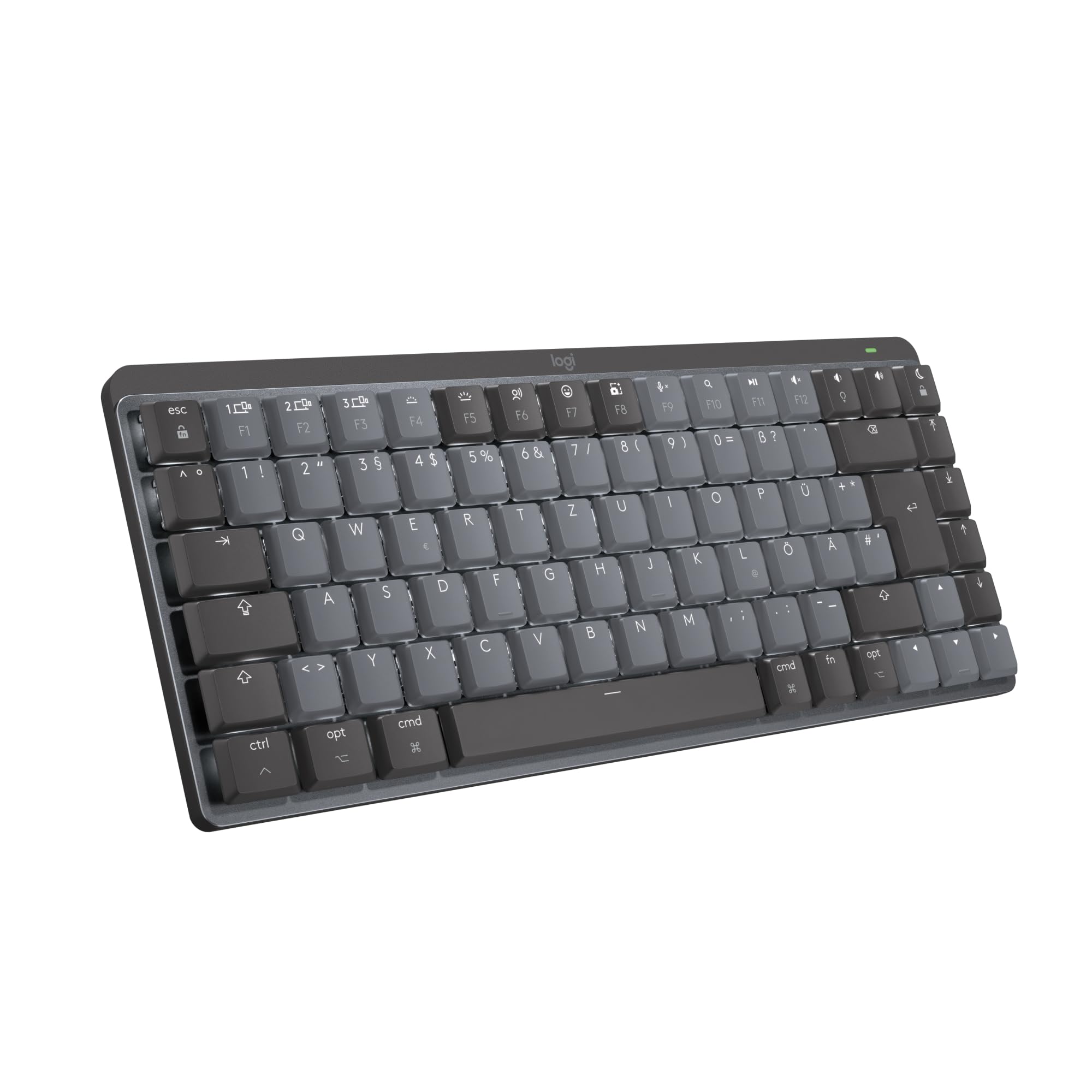 Logitech MX Mechanical Mini Wireless Keyboard for Mac - Backlit, Low-Profile Keys, Tactile Silent Switches, Bluetooth, USB-C, German QWERTZ Layout (Space Gray) - Perfect for Apple MacBook, iPad & Office Work
