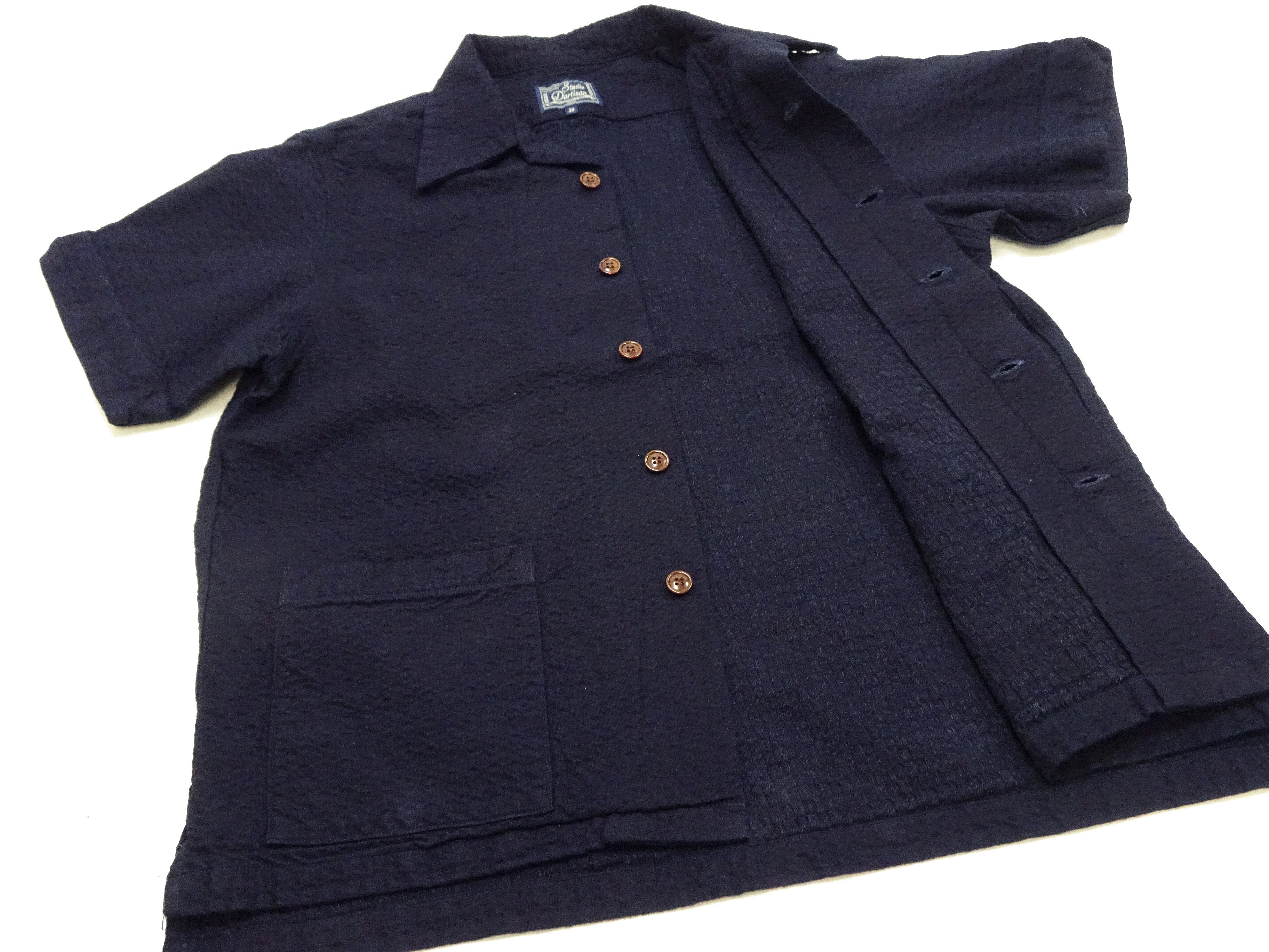 Studio D'Artisan Men's Indigo Dobby Camp Collar Shirt - Short Sleeve Casual Shirt with Relaxed Resort Style Design (5724 Deep Indigo) | Perfect for Summer Vacations, Beach Outings & Casual Wear