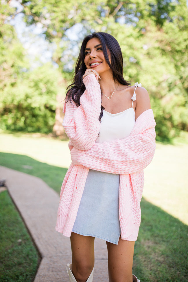 All In Theory Pink Oversized Cardigan - Soft & Cozy Women's Knit Sweater | Perfect for Fall, Winter & Layering Outfits | Casual, Office & Loungewear Fashion