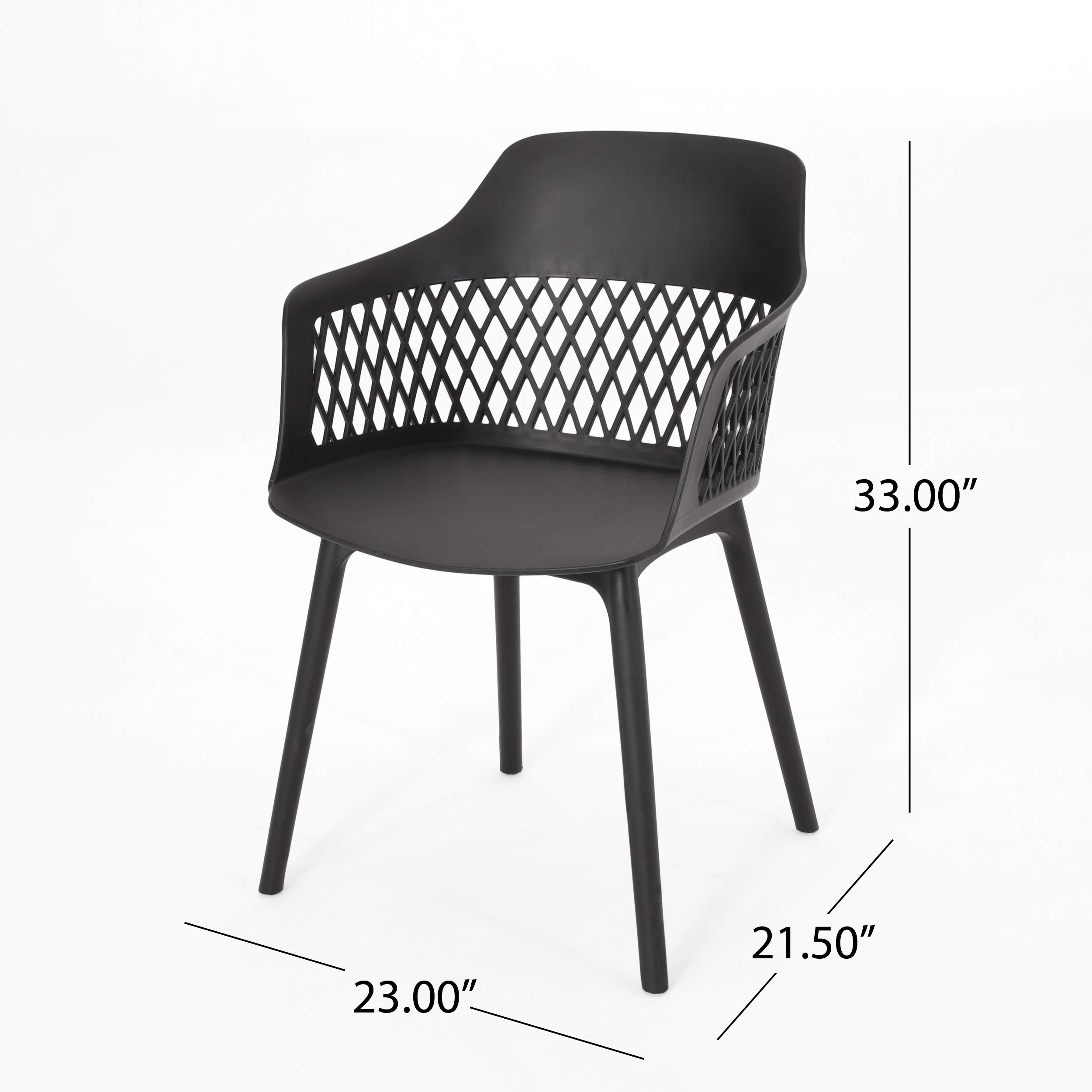 Christopher Knight Home Madeline Outdoor Dining Chairs (Set of 4) - Black Patio Furniture for Garden, Backyard, Poolside & Restaurant Use