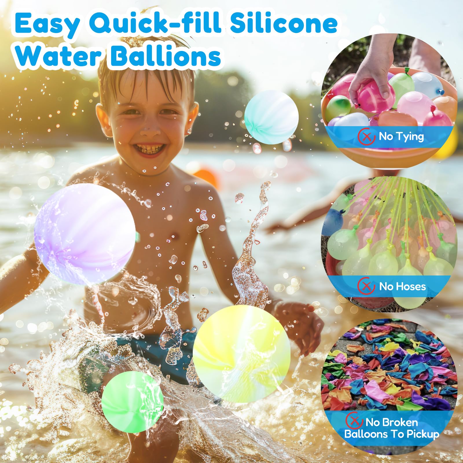 MOYKSRR Reusable Water Balloons, 30 Pack Silicone Water Balloons for Summer Parties, Outdoor Games, Pool, Beach & Water Fights - Eco-Friendly Splash Fun for Kids & Adults (Multicolor)