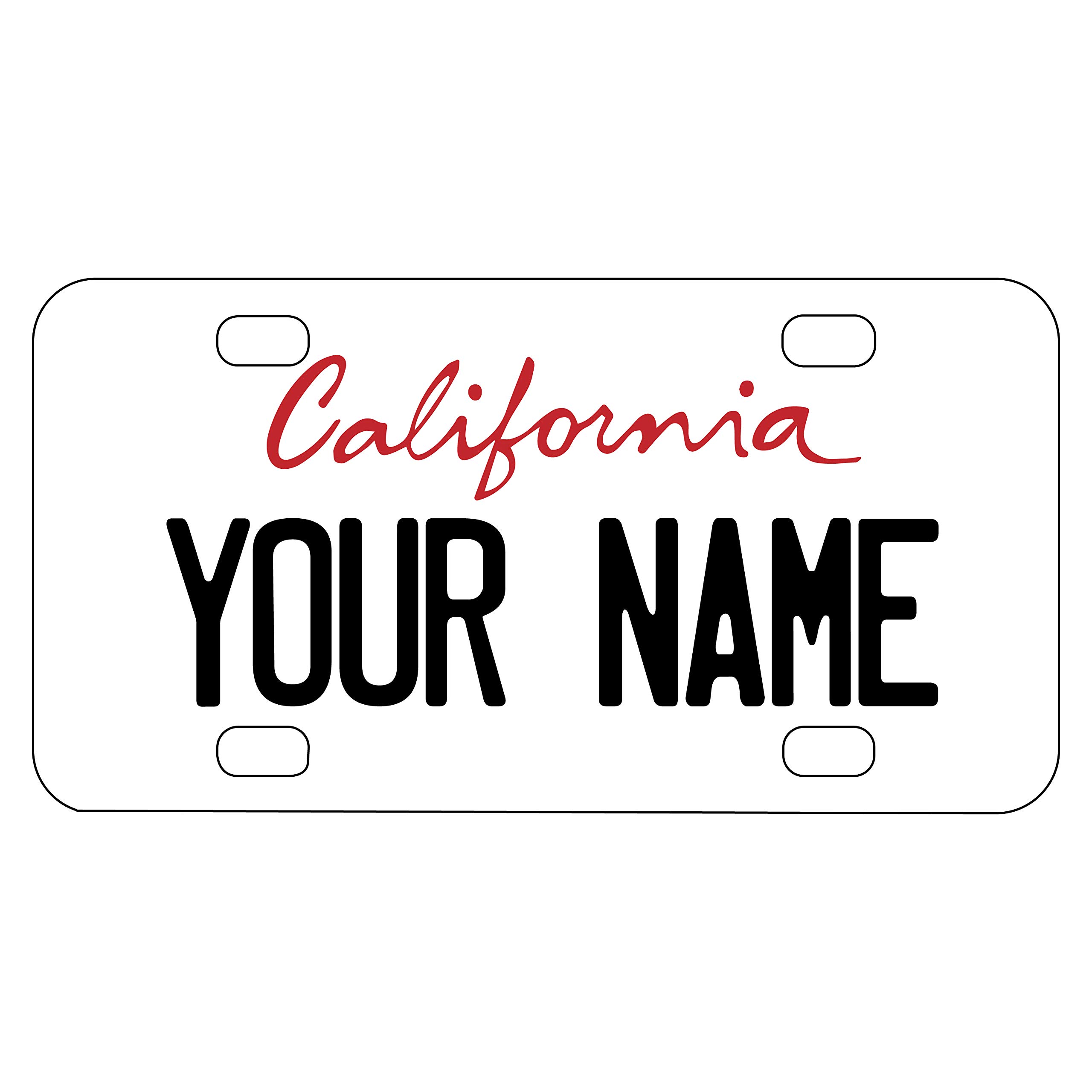 Custom Aluminum License Plate for Bikes, Bicycles & Golf Carts - 6x3 Inches Personalized Vanity Plate - Engraved Text - California Style - Perfect for Bike Accessories, Golf Cart Decor & Personalized Gifts