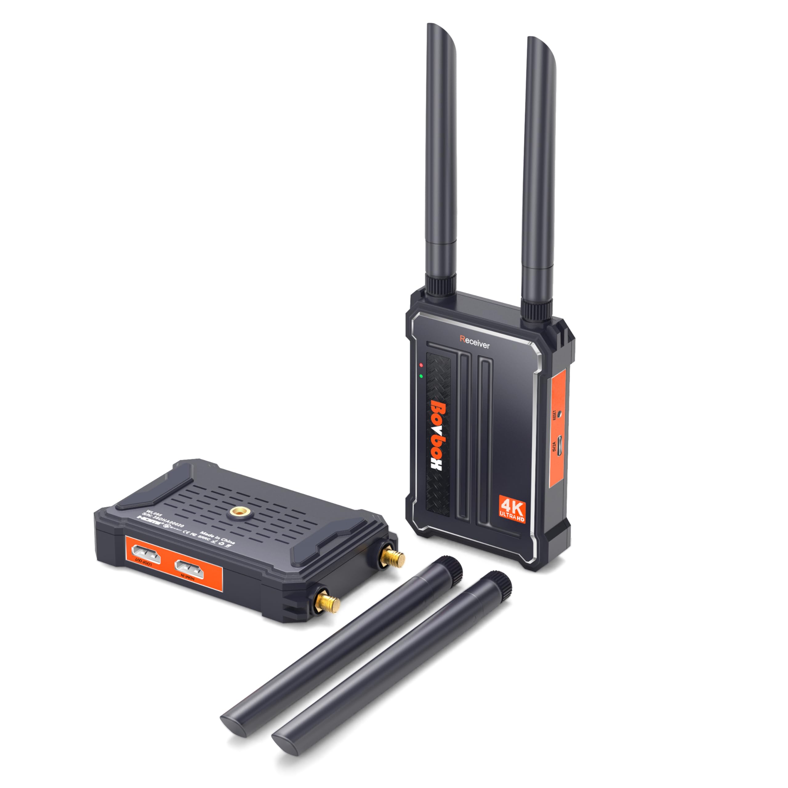 4K Wireless HDMI Transmitter and Receiver Kit - 2.4/5.0GHz Dual Band, 490ft (150m) Long Range, 0.1s Low Latency for Streaming HD Video/Audio from DSLR, Camera, Projector, DVR, Laptop, PS4 - Perfect for Home Theater, Gaming, Live Events and Professional Presentations