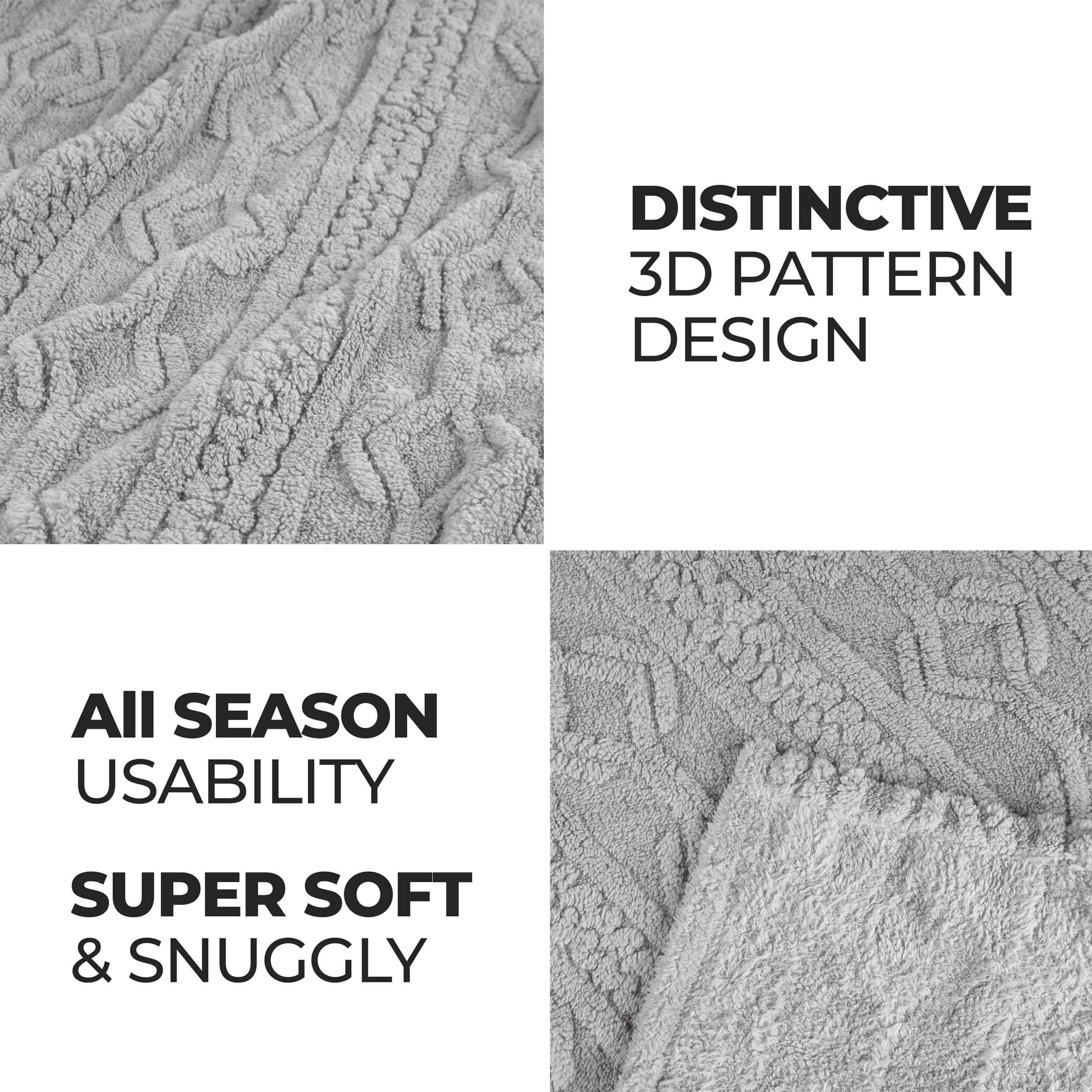 Arctic Boho Jacquard Plush Fleece Blanket - Ultra Soft & Warm Winter Throw for Couch, Bed, Sofa - Perfect for Home Decor, Cozy Nights & Gift Giving