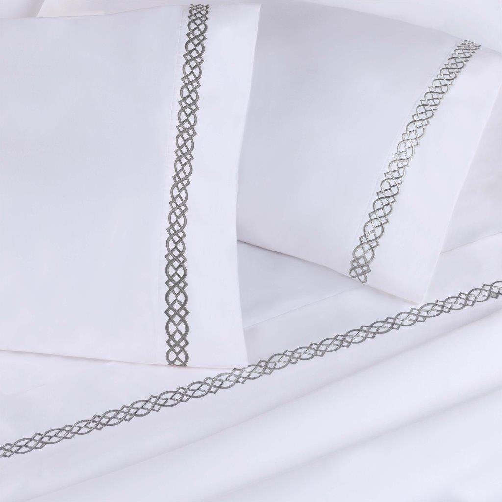 Premium 1000 Thread Count Egyptian Cotton Embroidered Pillowcase Set (2 Pack) - Luxury Bedding for Master Bedroom & Guest Room Decor