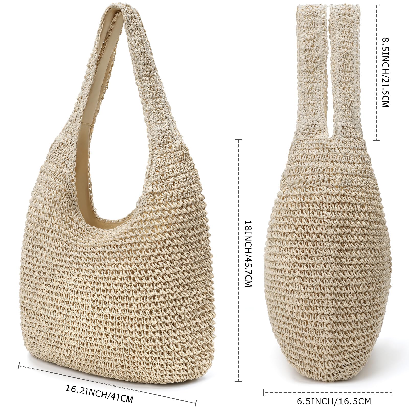 Stylish Straw Beach Tote Bag for Women - Woven Boho Shoulder Handbag for Summer Vacations | Perfect for Pool Parties, Beach Getaways & Boho Fashion Outfits