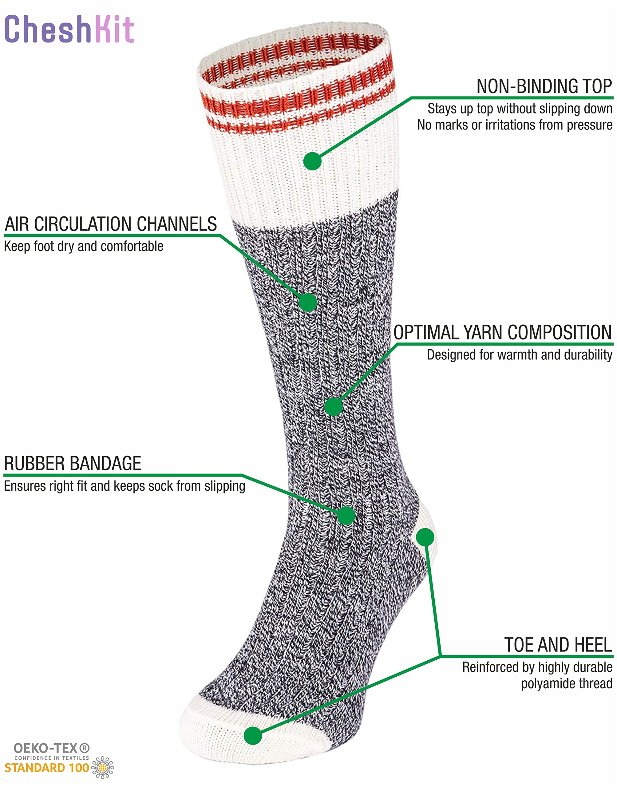 Women's Warm Wool Cabin Socks - Mid-Calf Winter Socks for Hiking, Camping & Home - Soft Cozy Knit Socks for Women
