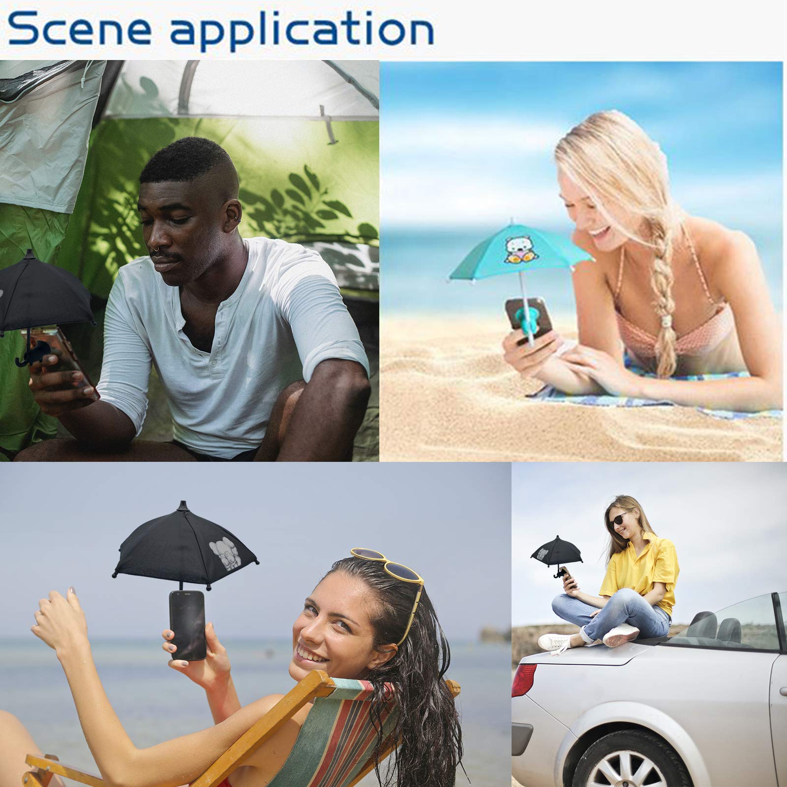 Universal Adjustable Phone Umbrella Suction Cup Stand - Sun Shade Cover & Piggy Holder for Outdoor Smartphone Protection (Perfect for Beach, Pool, Hiking & Travel)