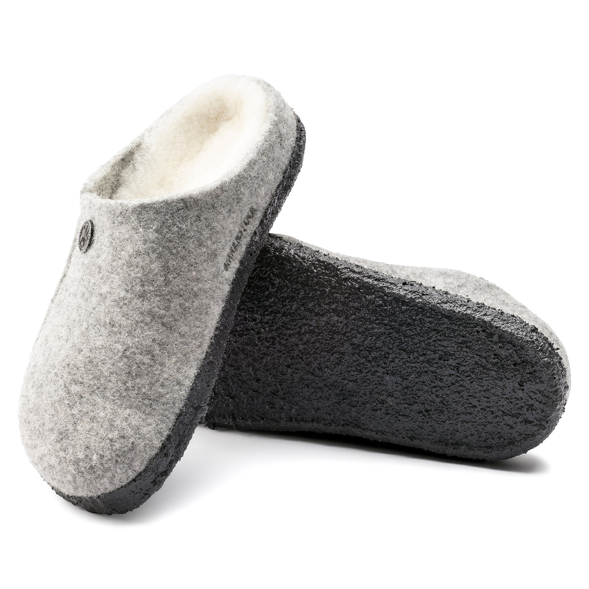 Birkenstock Kid's Zermatt Wool Felt Shearling Slippers - Light Gray Winter Indoor/Outdoor House Shoes for Boys & Girls - Cozy Home, School & Travel Footwear