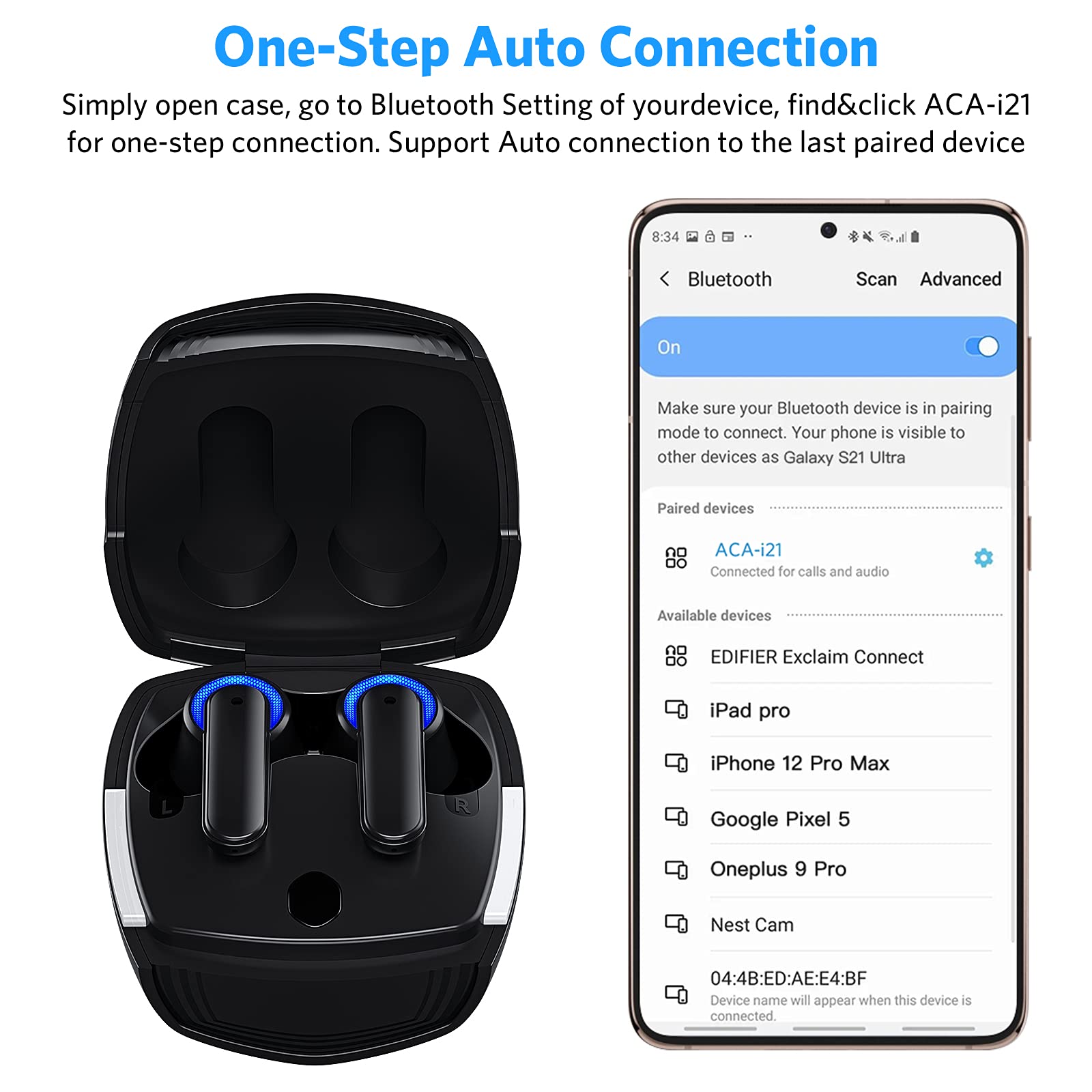 Premium Wireless Bluetooth Earbuds with Hi-Fi Bass & Noise Cancellation - Compatible with iPhone 16 Pro Max/15/14/13, Samsung Galaxy S25/S24/S23/A16, iPad 10/11 & Google Pixel 9/8/7/6 - Perfect for Gym, Commuting & Work Calls