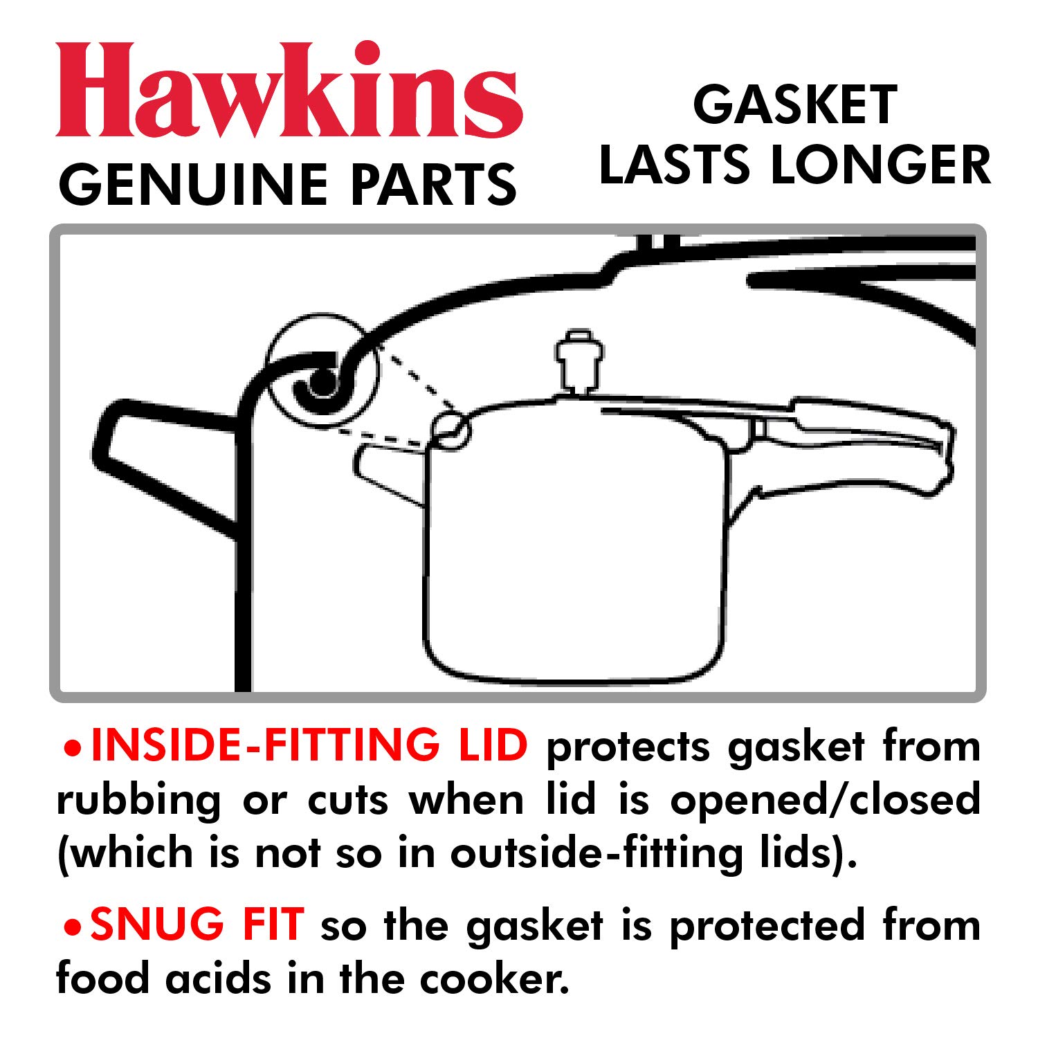 Hawkins E20-09 Replacement Rubber Gasket Seal for Big Boy Pressure Cooker - Black Standard Size - Perfect for Home Cooking, Canning & Pressure Cooking Safety