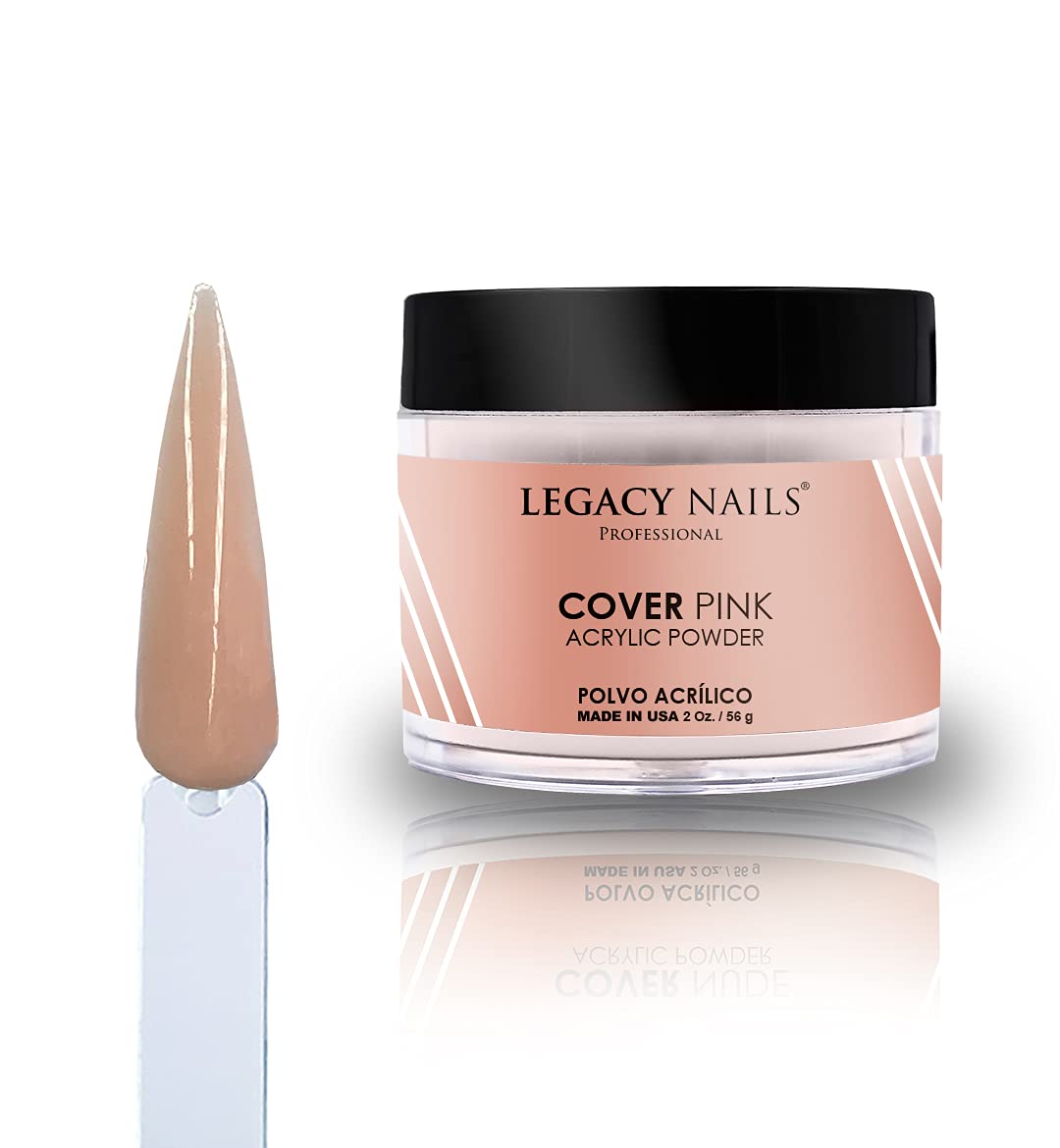 Legacy Nails Professional Pink Acrylic Powder for Nail Art & Extensions - 2 oz, Healthy Natural Look, French Manicure, Salon & DIY Home Use
