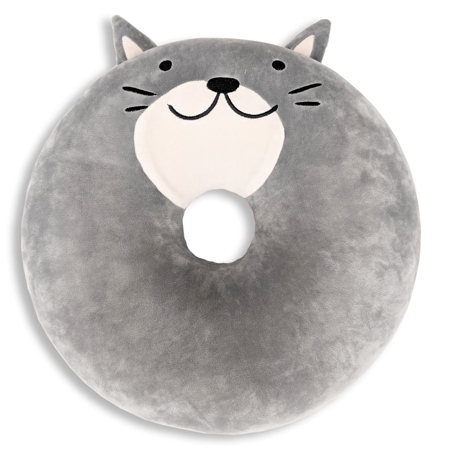 Memory Foam Donut Cat Themed Pillow - Crunches The Cat Plush Cushion for Neck Support, Back Pain Relief & Home Decor | Perfect for Anime Fans, Cat Lovers & Office Comfort