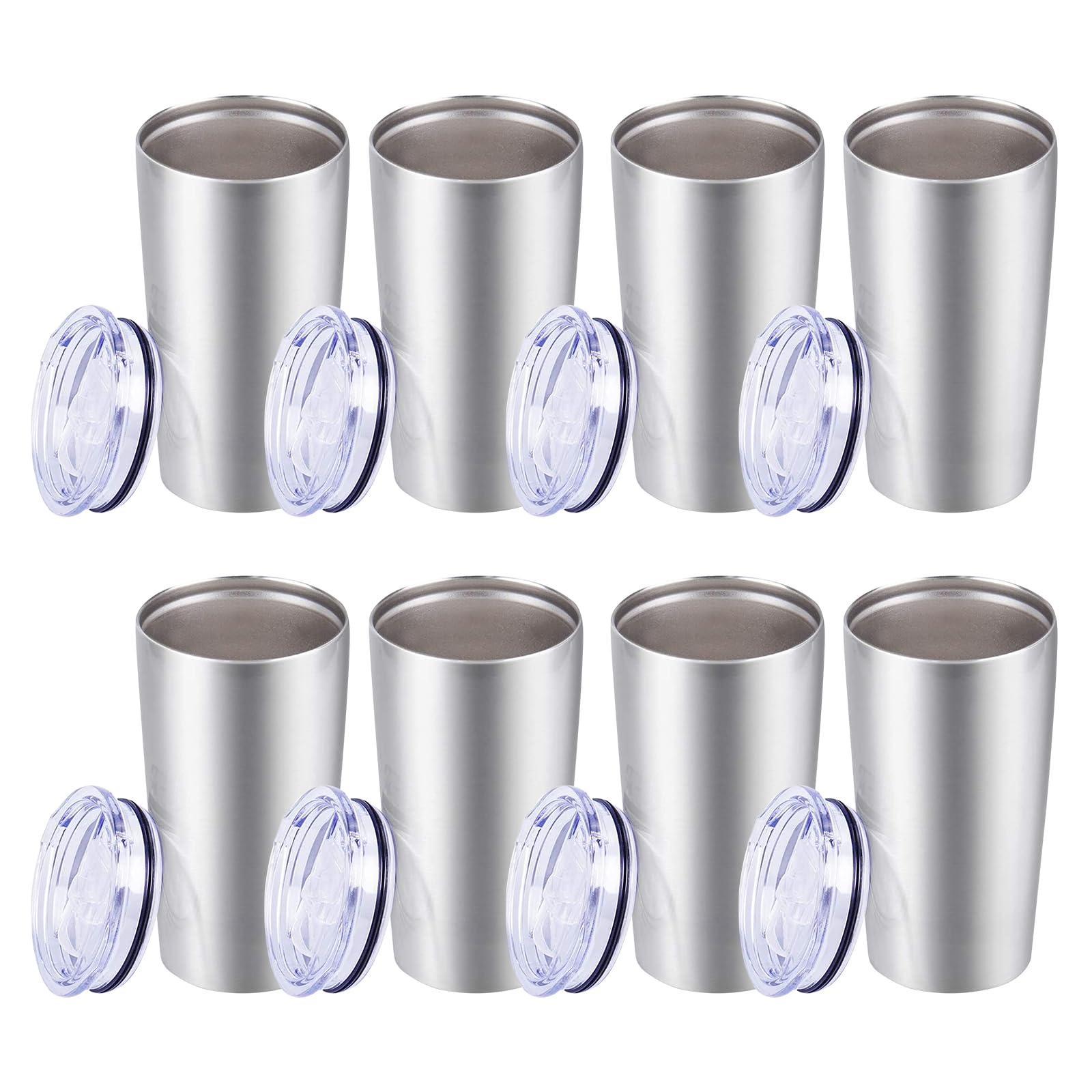 Premium 12oz Stainless Steel Skinny Tumbler - Double Wall Vacuum Insulated Coffee Mug with Lid - Keeps Drinks Hot/Cold for Hours - Perfect for Travel, Office, Gym & Outdoor Activities (8-Pack)