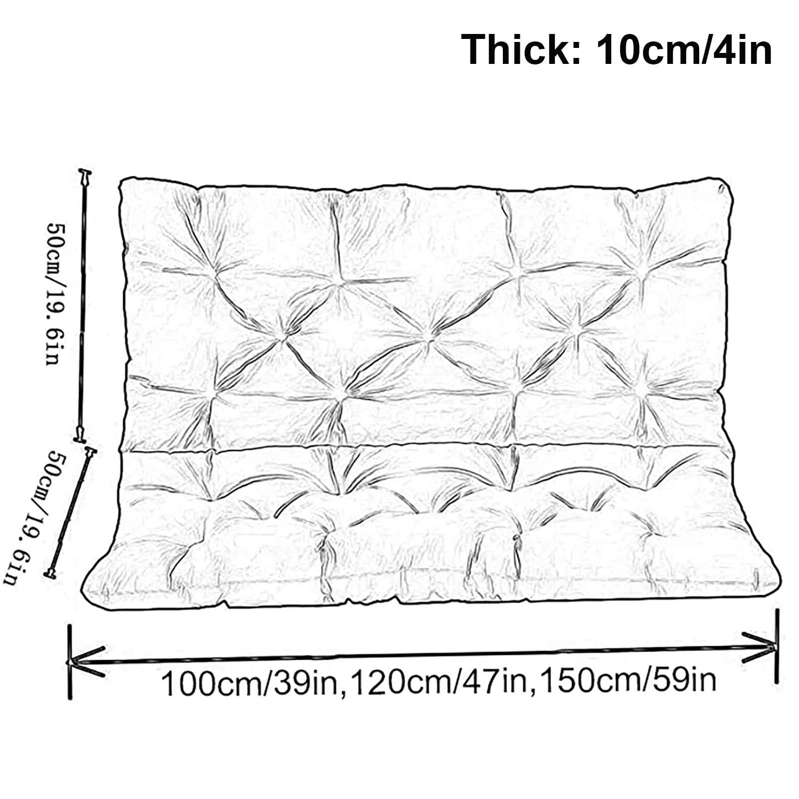 Waterproof Outdoor Swing Cushion Replacement - 2/3 Seater Garden Bench Cushion with Backrest (59x39x4 Inches, Orange) - Perfect for Patio, Porch & Backyard Relaxation