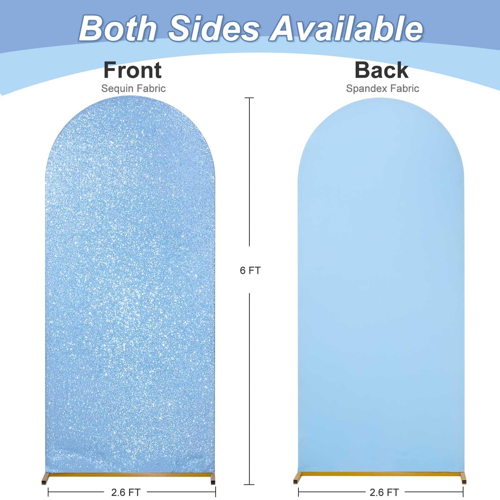6FT Glitter Wedding Arch Backdrop - Baby Blue Spandex Cover for Party & Banquet Decor