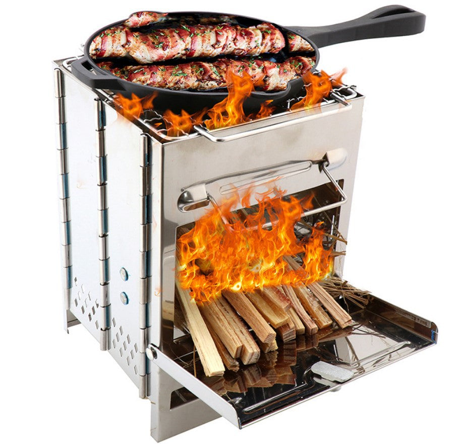 Portable Mini Outdoor Firewood Stove - Compact Camping Stove for Backpacking, Hiking & Survival - Perfect for Cooking, Heating & Emergency Use