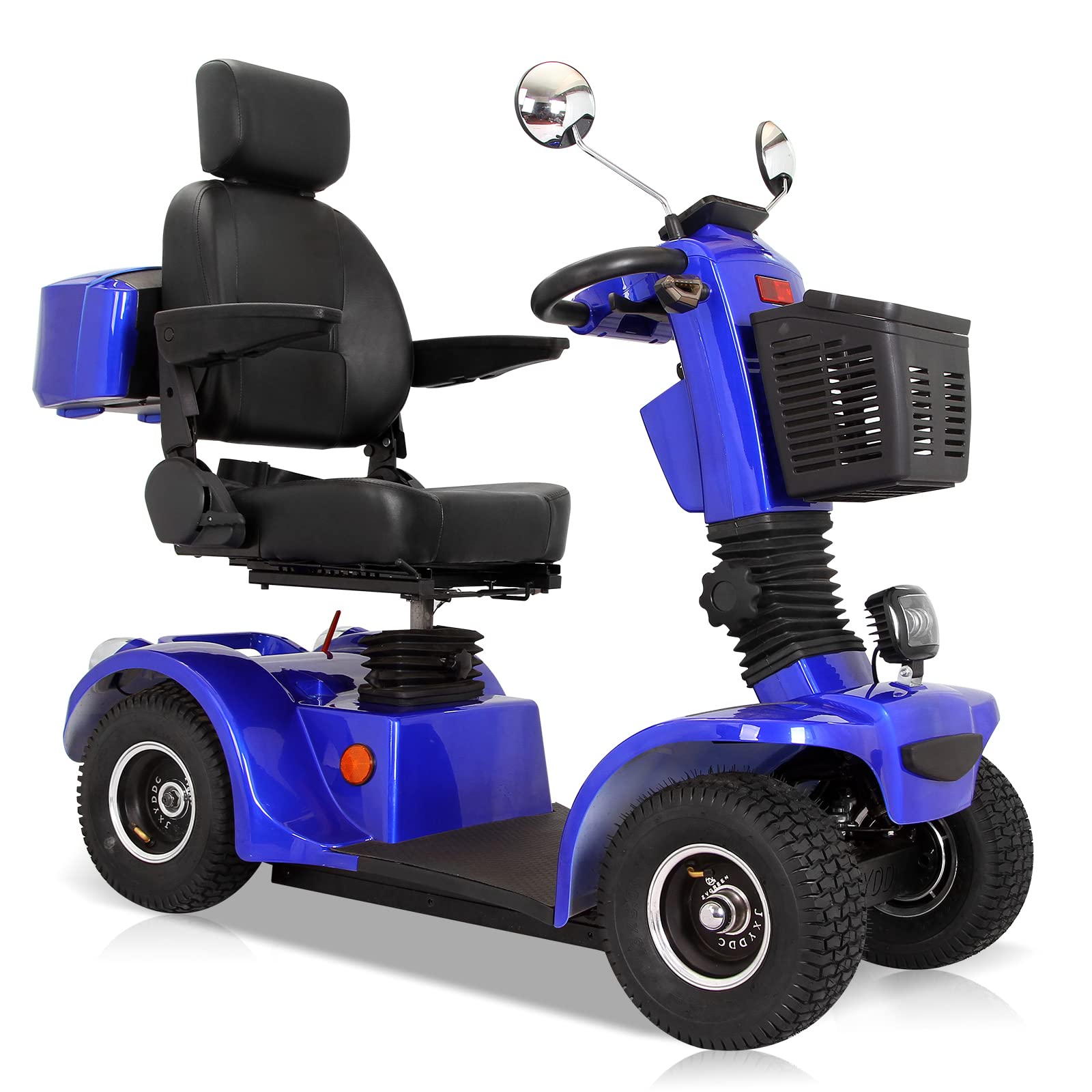 4 Wheels Electric Mobility Scooter for Adults & Seniors - Heavy Duty All Terrain Travel Power Wheelchair with Electromagnetic Brakes (Blue) - Perfect for Outdoor Adventures, Shopping & Daily Commuting
