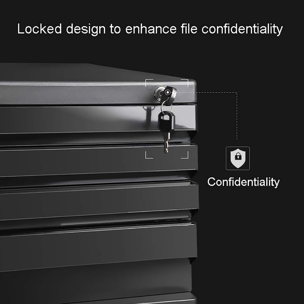 Locking 4-Tier Plastic File Cabinet - A4 Document Storage Organizer with Large Capacity for Office & Home Use | Grey Desktop File Box for Papers, Folders & Office Supplies