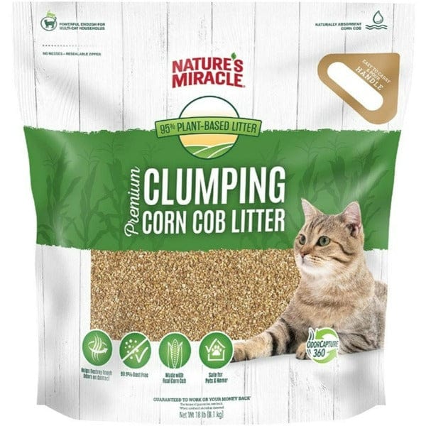 Nature's Miracle Premium Clumping Corn Cob Cat Litter - Natural, Odor Control, Dust-Free for Kittens & Adult Cats - Perfect for Indoor Litter Boxes & Multi-Cat Households