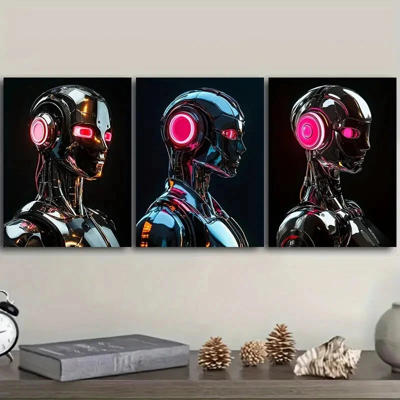 3-Piece Astronauts on the Moon Wall Art Set - Framed Canvas Prints 40x60cm - High Quality Australian Made Space-Themed Decor - Perfect for Living Room, Bedroom or Office Decoration