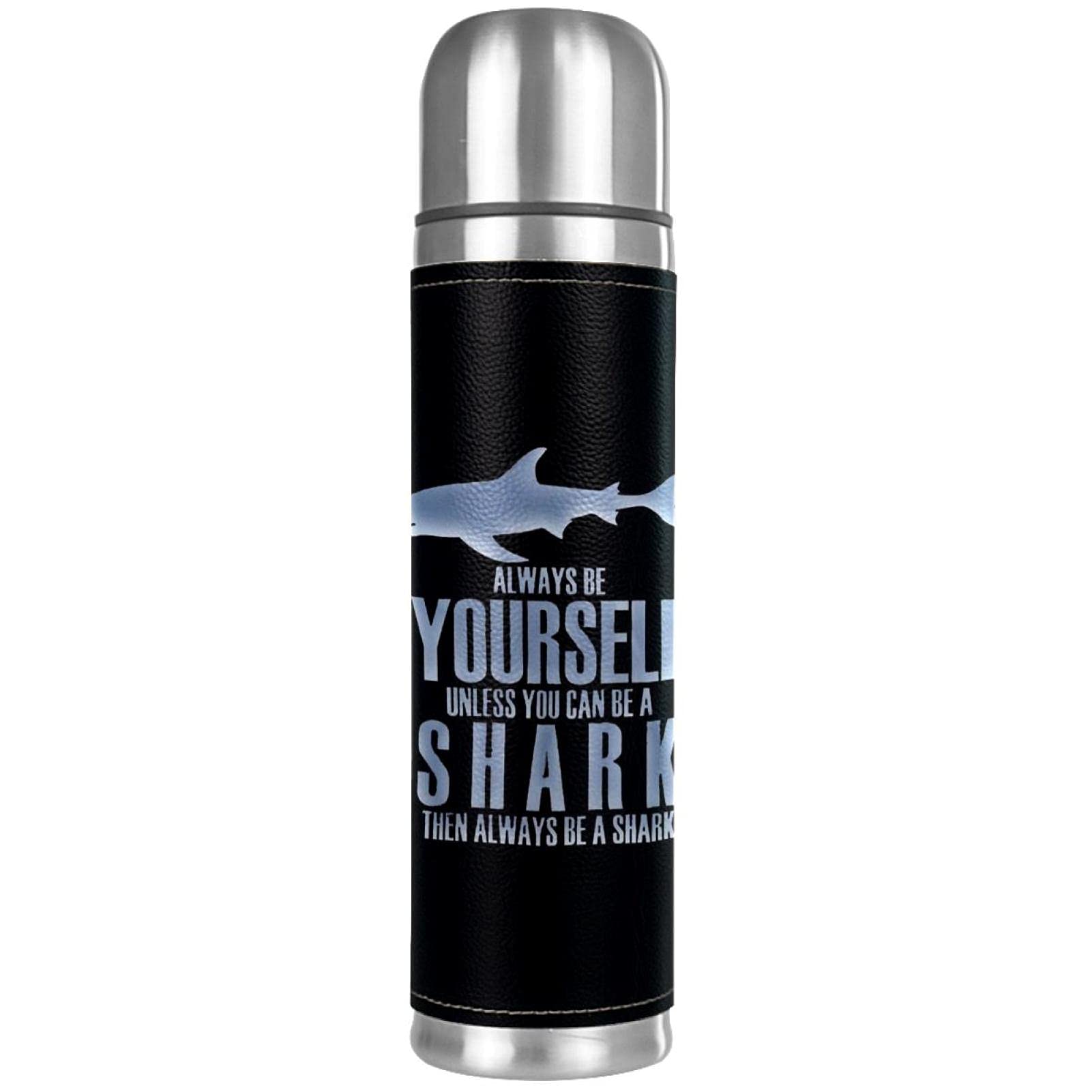 Shark Thermos Vacuum Insulated 1L Stainless Steel Water Bottle - Compact & Leak Proof for Hiking, Gym & Office Use