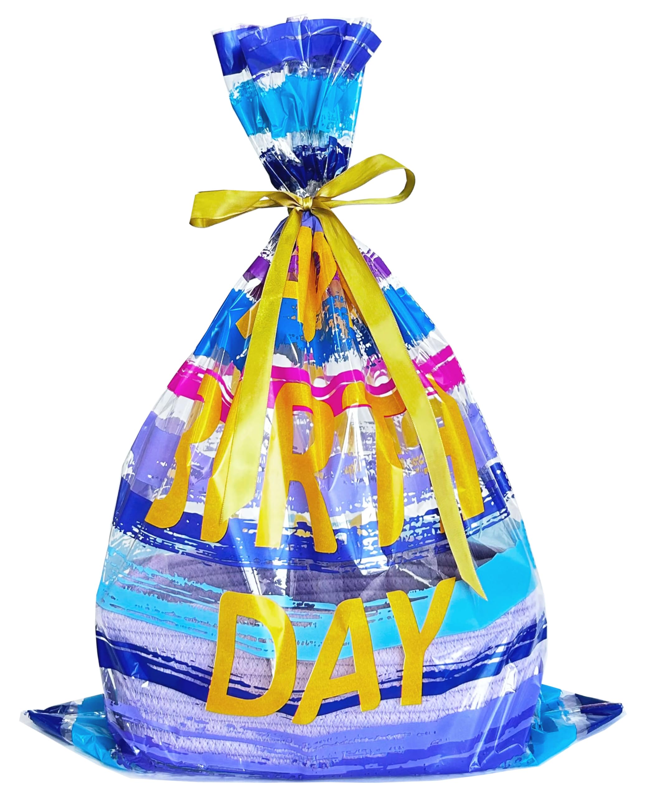 CubesLand Small Woven Storage Basket - Purple Gift Basket with Cello Bag & Ribbon for Baby Toys, Home Organization, Halloween, Christmas, Easter Decor | Perfect for Nursery, Closet, Shelf & Holiday Gifting