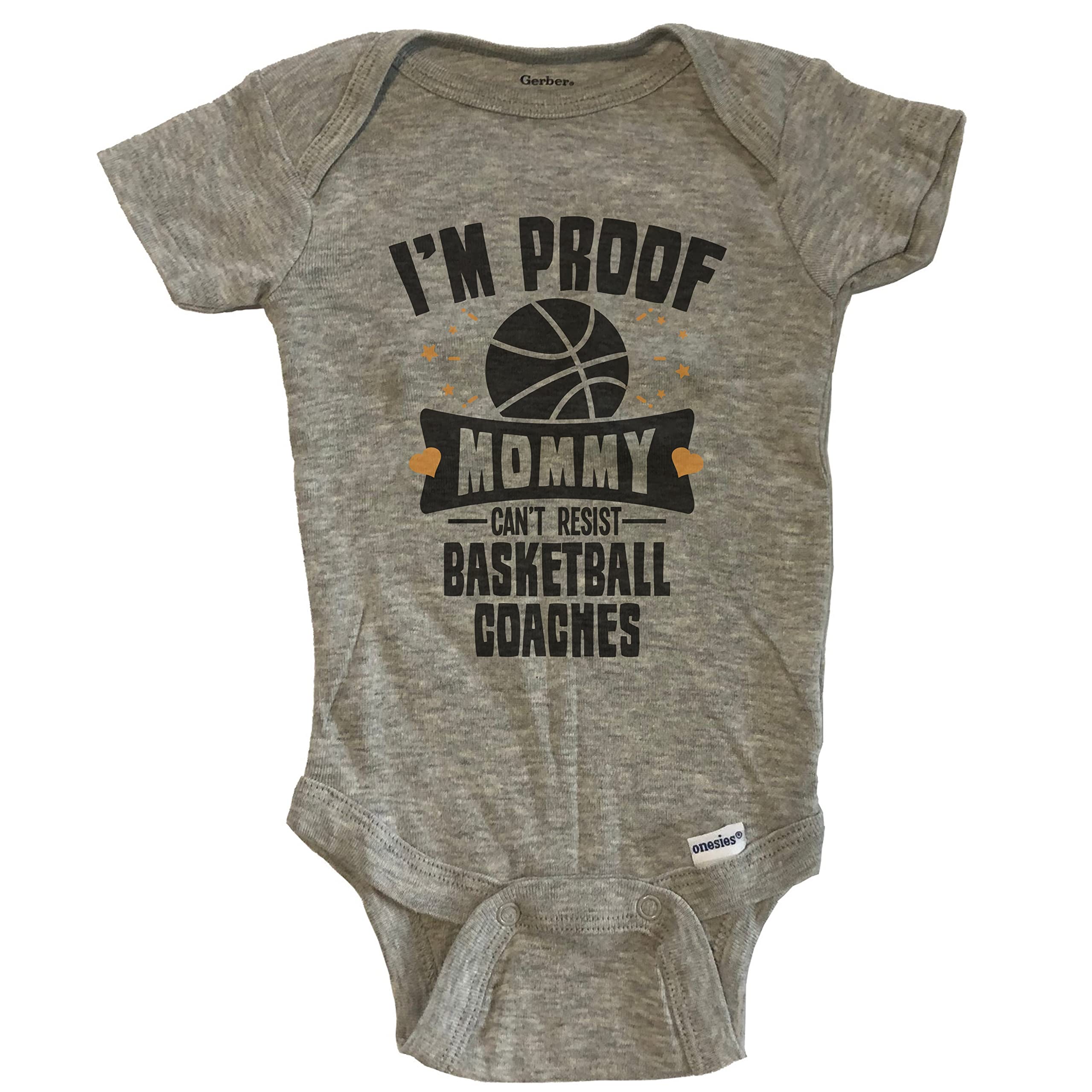 Funny Basketball Baby Bodysuit - I'm Proof Mommy Loves Basketball Coaches - Grey for Sports Fans
