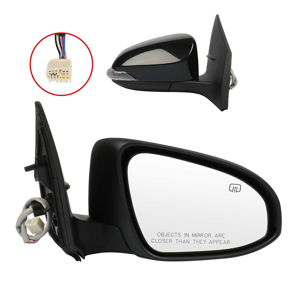 CCiyu Power Heated Manual Folding Right Side Mirror for 2014 Toyota Corolla - Exterior Passenger Mirror with Turn Signal & Adjustable Glass - Perfect for Winter Driving & Enhanced Safety