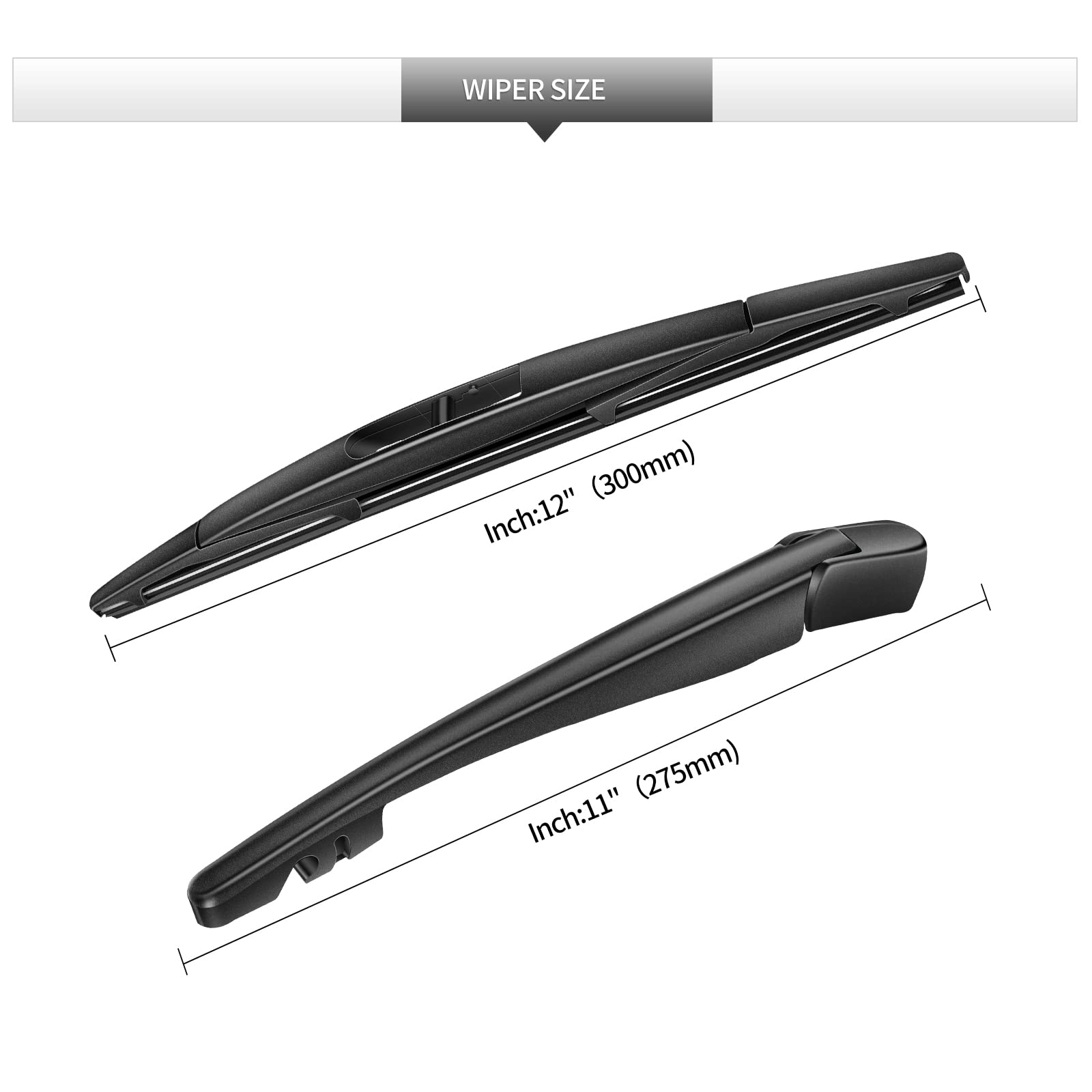 Honda CRV 2017-2022 Rear Wiper Blade & Arm Replacement Set - OEM Fit Back Windshield Wiper Assembly for 2017-2022 CR-V Models | Perfect for Rainy Weather & Winter Driving Conditions