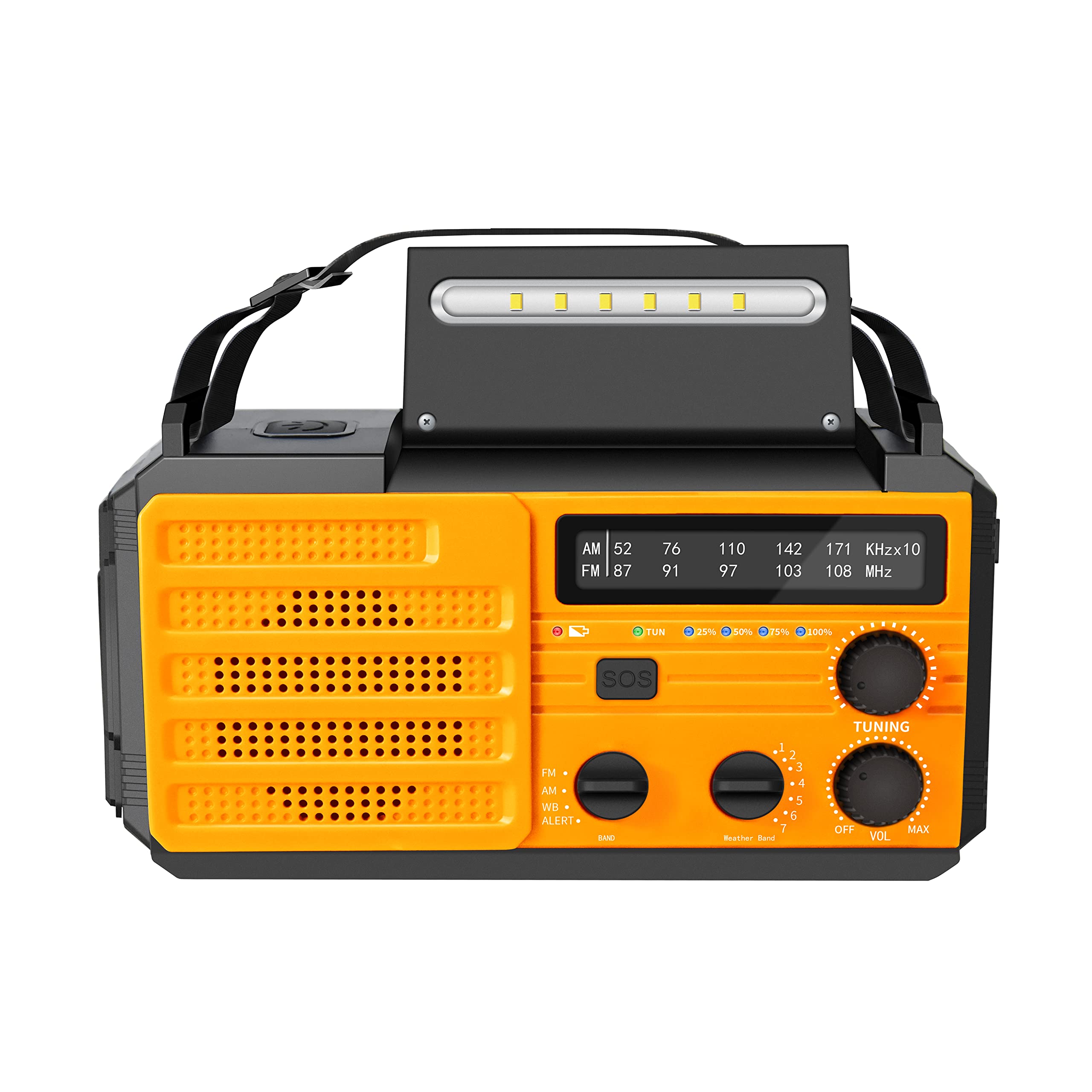 Kaito Voyager V3 Emergency Radio - Solar, Hand Crank, Battery & USB Powered AM/FM NOAA Weather Alert Radio with LED Flashlight & 4000mAh Phone Charger (Yellow) - Perfect for Camping, Hiking, and Emergency Preparedness