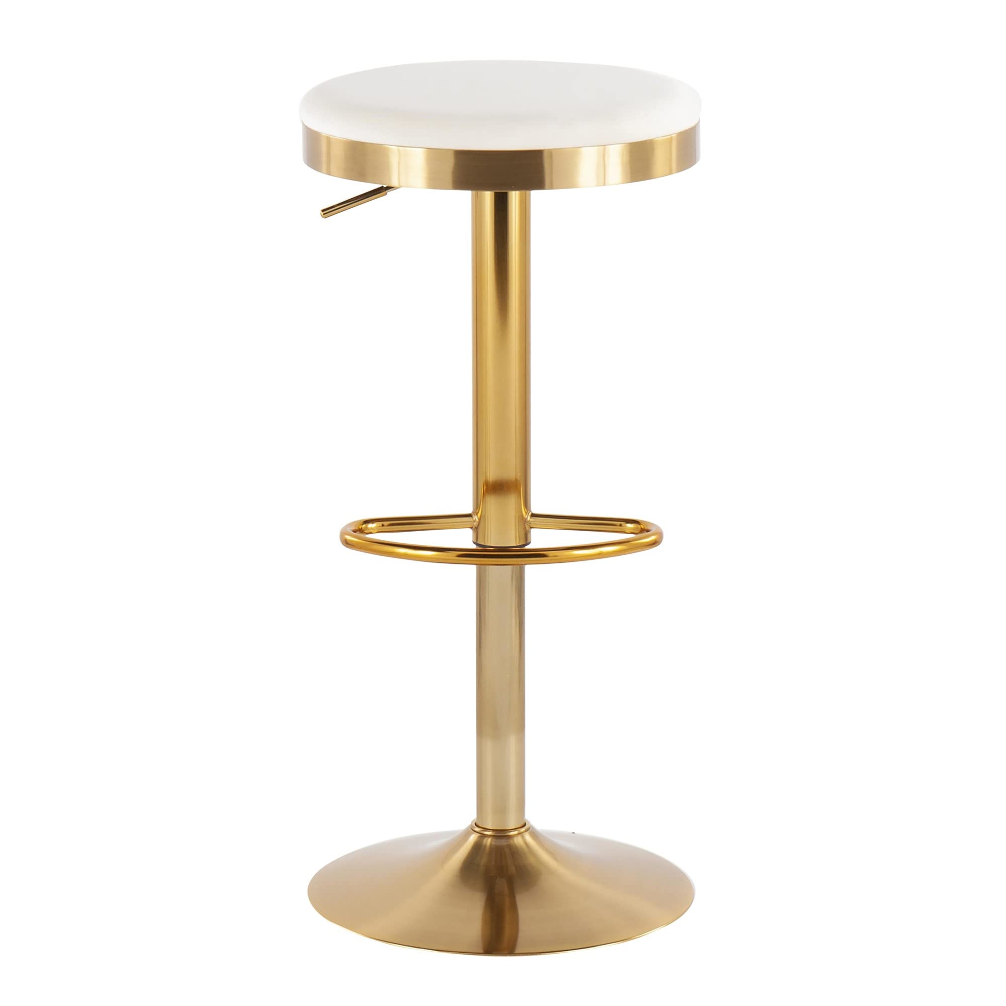 LumiSource Dakota Adjustable Swivel Bar Stool Set of 2 - Gold Upholstered Bar Chairs for Kitchen Island, Home Bar & Dining Counter - Comfortable Counter Height Stools with Footrest