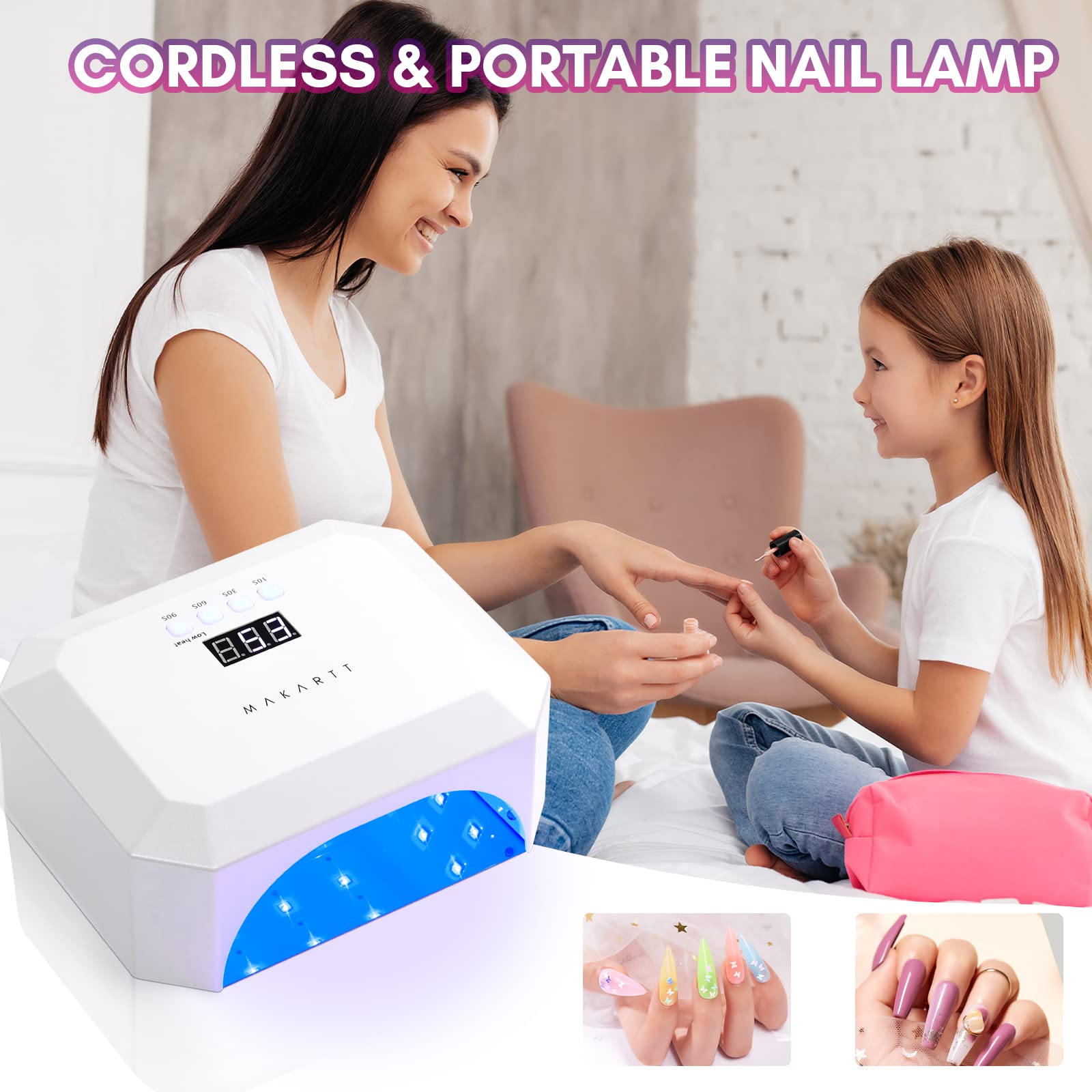 Makartt MALORY Rechargeable Nail Drill 30000RPM - Professional Cordless Electric Nail File Kit with 36W UV LED Light for Manicure & Pedicure | Perfect for Salon, Home Use & Travel Nail Care