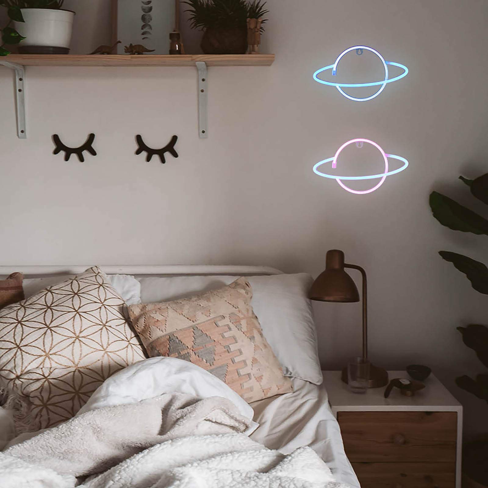 LED Neon Lamp - Hanging Planet Night Light for Kids Bedroom, Room Wall Decor, Birthday Party, Bar, Beach & Wedding Lighting | Dimmable & Energy-Efficient Neon Sign for Home & Commercial Use
