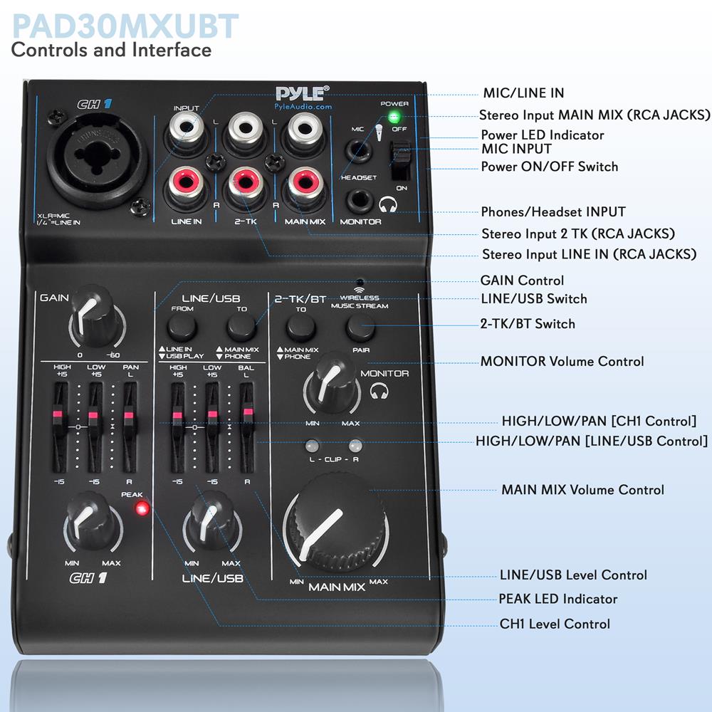 Portable Bluetooth DJ Mixer Controller - Wireless Mixing for DJs & Music Producers | Perfect for Live Performances & Studio Recording