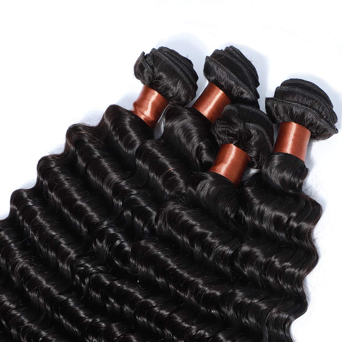 Brazilian Virgin Human Hair Extensions - 3 Bundles Deep Wave 22 24 26 Inch Unprocessed Weave Bundles 100% Natural Black Hair Can Be Dyed & Bleached | Perfect for Daily Styling, Special Occasions & Salon Use