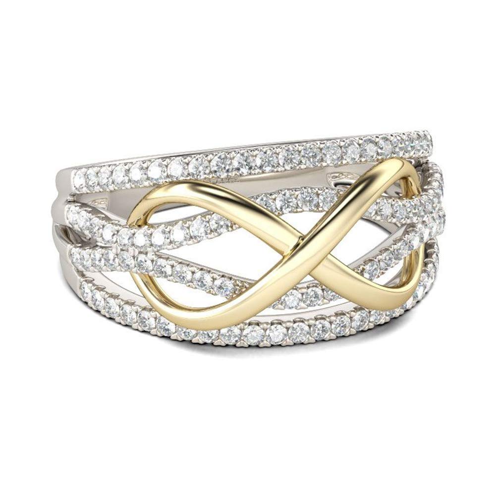 Jeulia 1 Carat Sterling Silver Infinity Cubic Zirconia Wedding Band for Women - Two Tone Solitaire Engagement Ring, Promise & Anniversary Jewelry with Gift Box | Perfect for Proposals, Weddings & Romantic Gifts