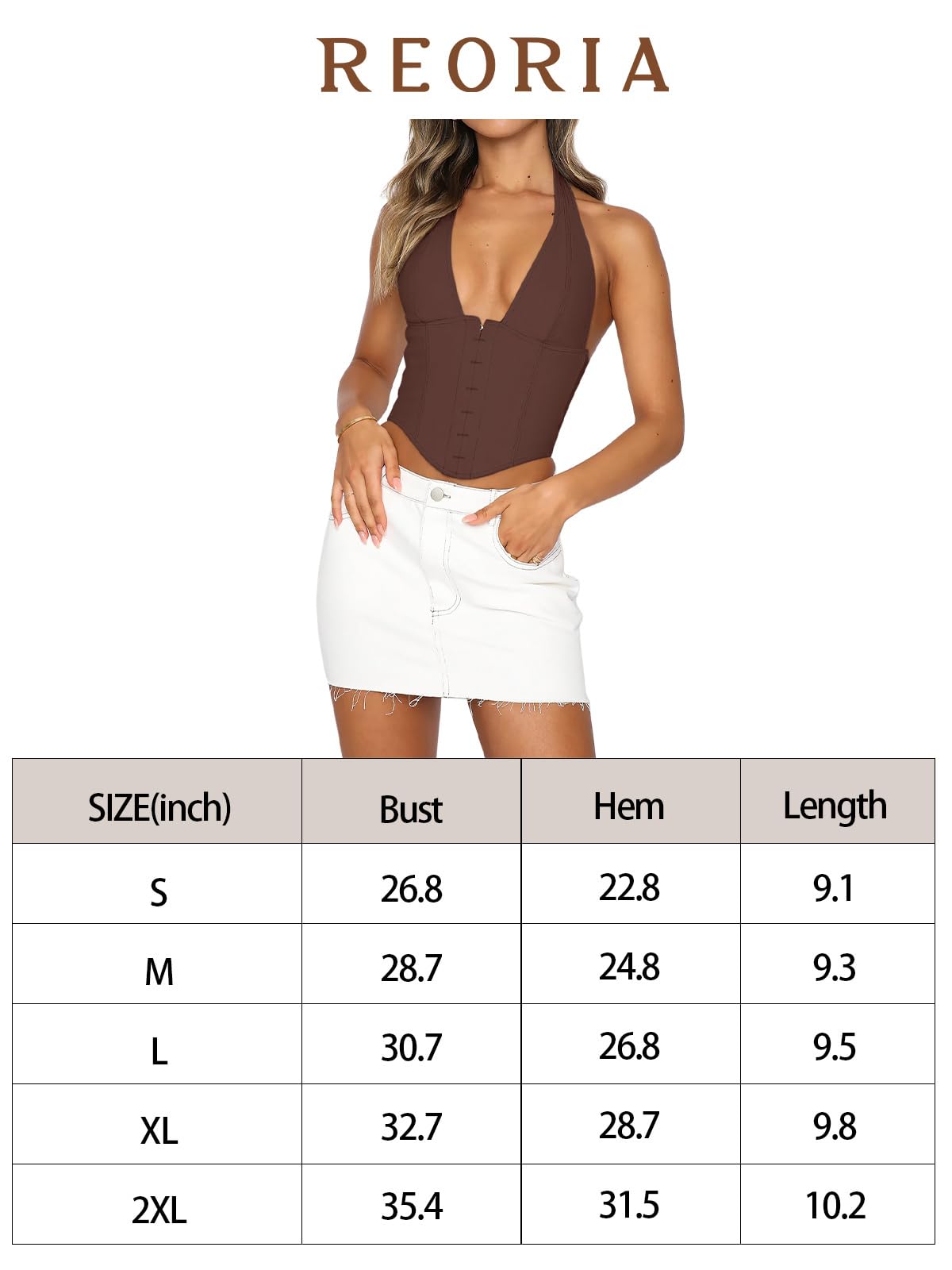 REORIA Butsmooth® Women's Sexy Halter V-Neck Sleeveless Backless Corset Tank Top - Y2K Fashion Crop Top for Summer, Beach, Party & Night Out