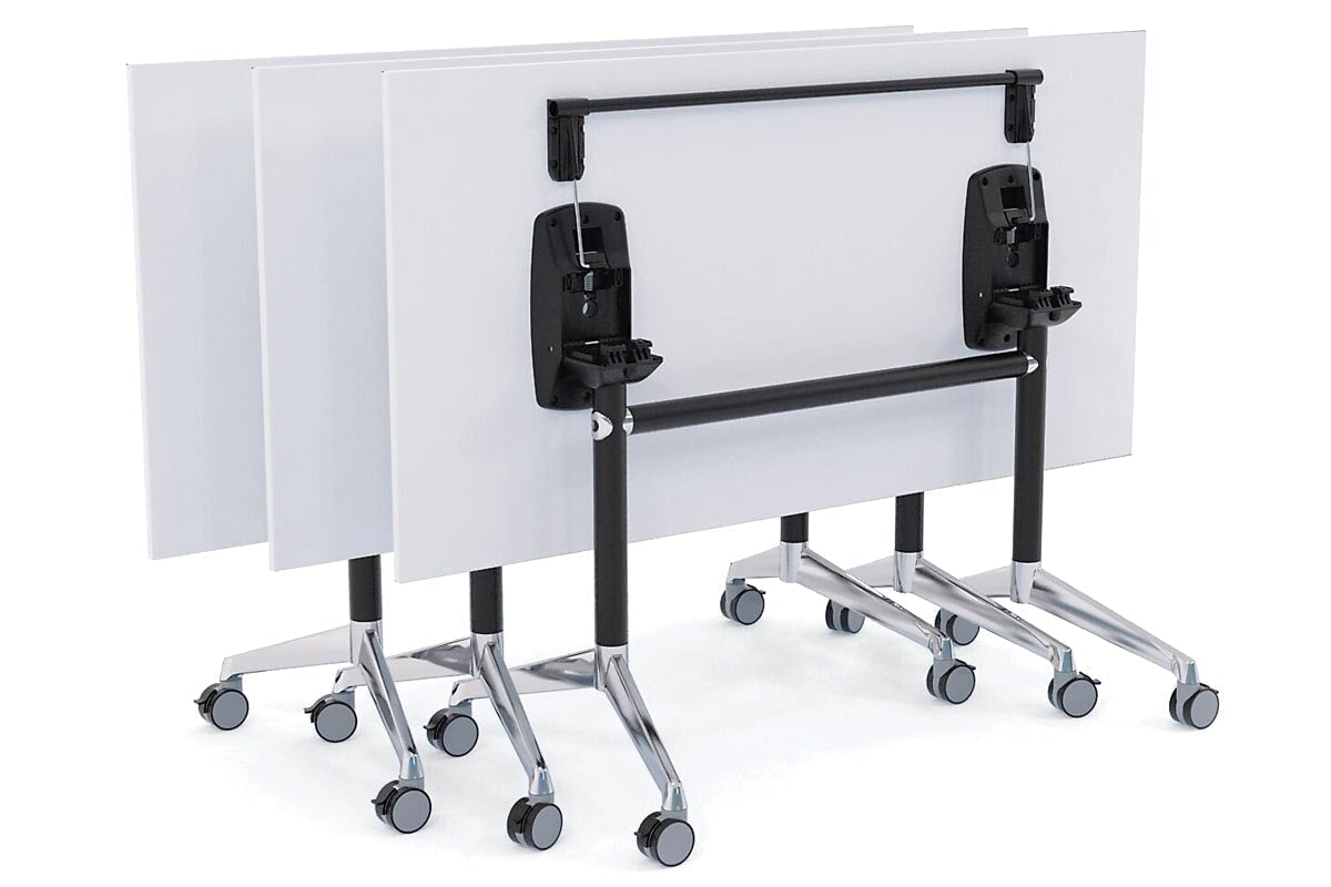 Flip Top Folding Mobile Meeting Room Table - 1200L x 800W Blackjack - Portable Conference Table for Office, Classroom & Event Spaces