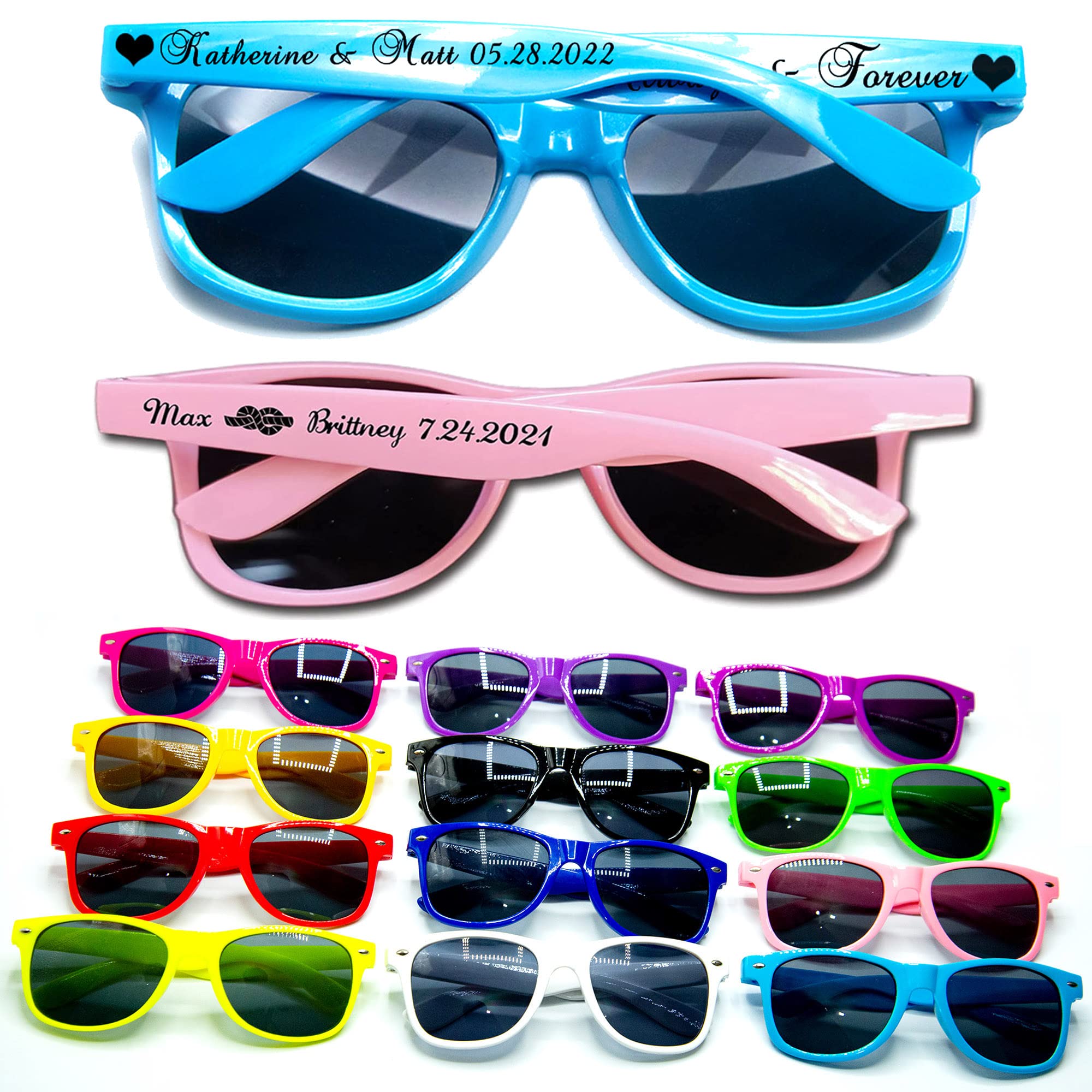 700-Piece Custom Wedding Sunglasses Bulk - Personalized Bridal Party Favors for Guests with Logo (Black) | Perfect for Weddings, Bachelorette Parties & Outdoor Events