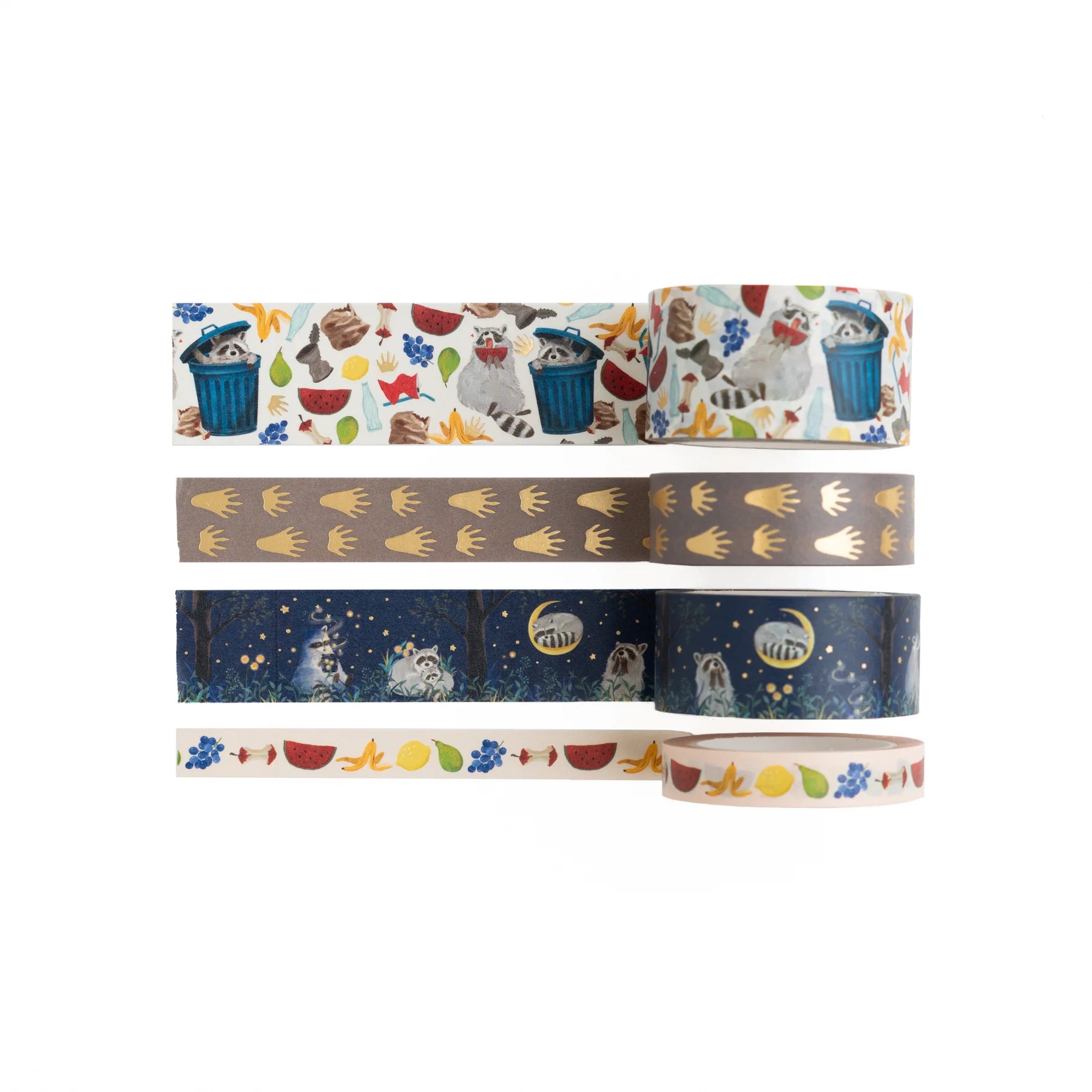 Archer and Olive Radiant Raccoon Washi Tape Set - 12 Rolls Decorative Japanese Paper Tape for Journaling, Scrapbooking & Planner Decor - Perfect for Bullet Journals, DIY Crafts & Gift Wrapping