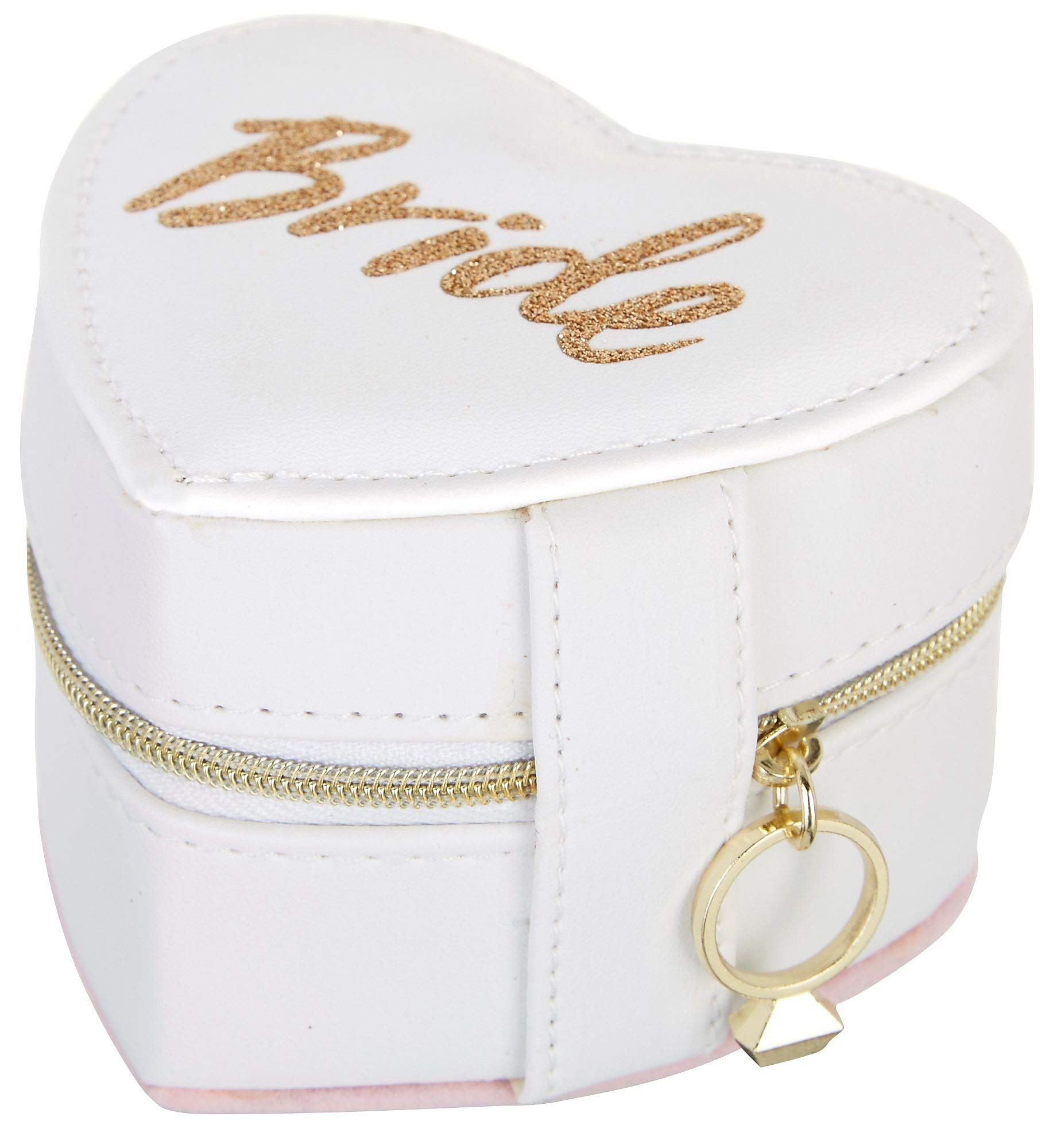 Elegant White & Gold Bridal Jewelry Travel Case - Perfect for Wedding, Honeymoon & Special Occasions