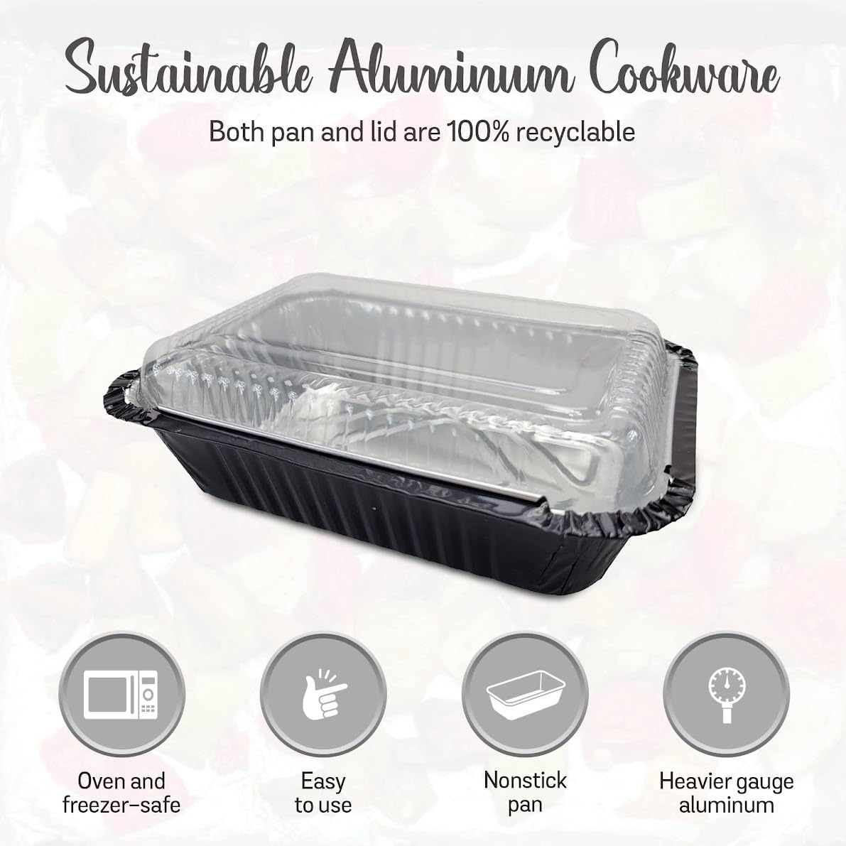 KitchenDance 1.5 LB Aluminum Foil Pans with Plastic Lids - Shallow Oblong Disposable Baking Pans for Cooking, Freezing & Food Storage - Perfect for Restaurants, Catering & Home Kitchens - Ideal for Meal Prep, Party Serving & Leftovers - 6417P