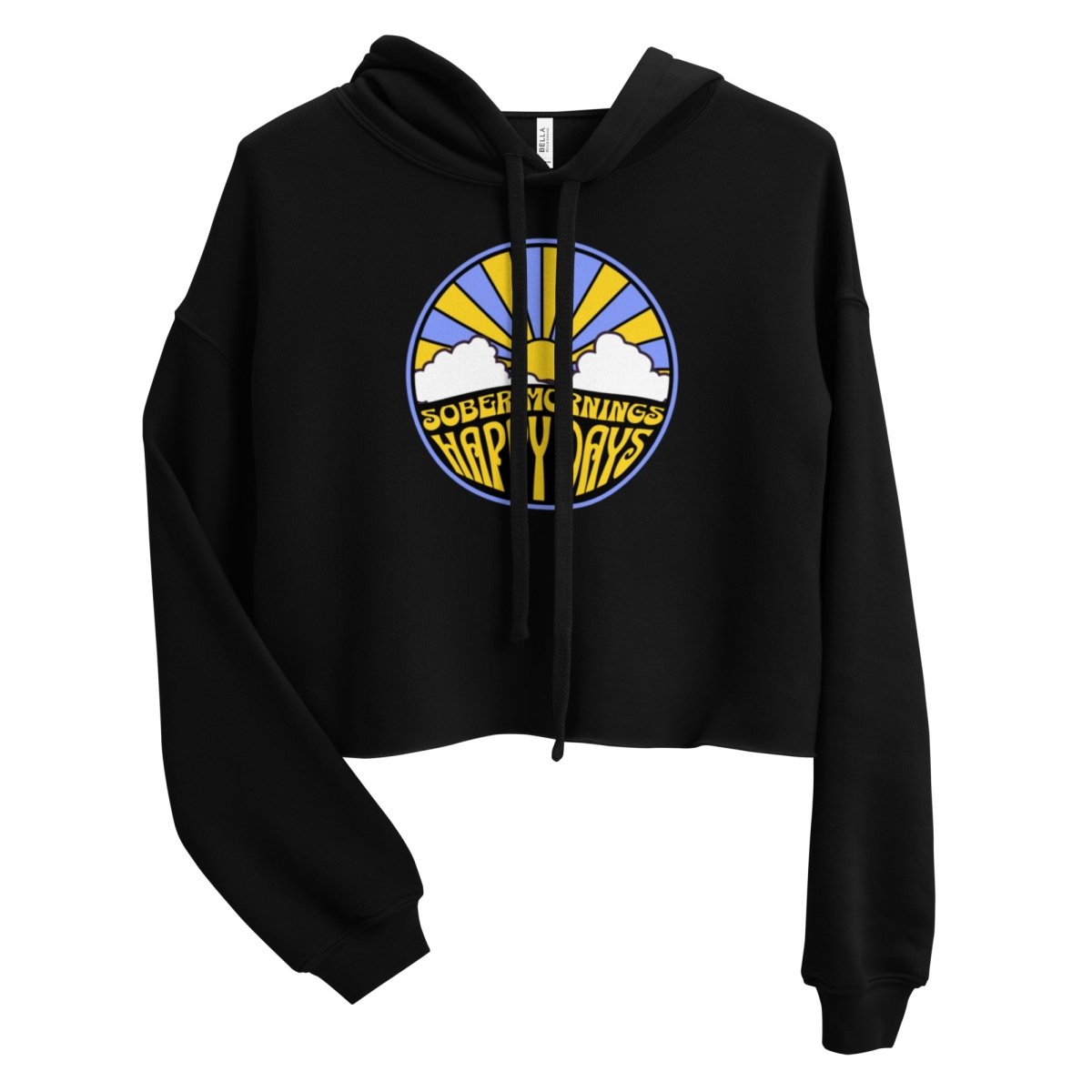 Sober Mornings Happy Days Premium Crop Hoodie - Comfortable Oversized Pullover for Women | Perfect for Casual Wear, Gym, and Relaxing at Home
