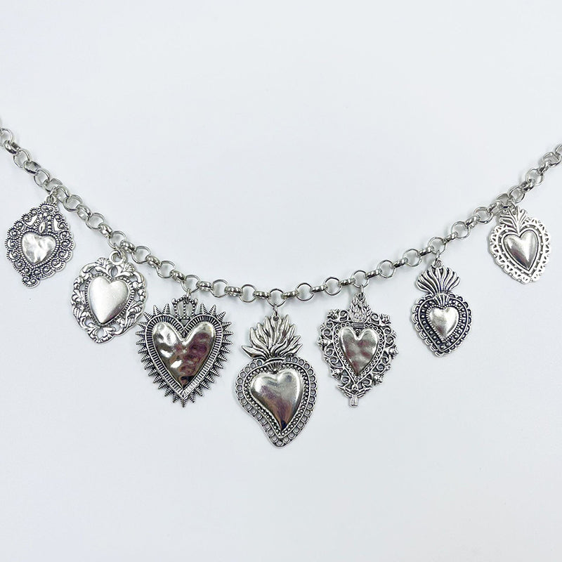 Vintage Religious Sacred Heart Pendant Necklace - Sterling Silver Chain for Women - Perfect for Church, Weddings & Spiritual Gifts