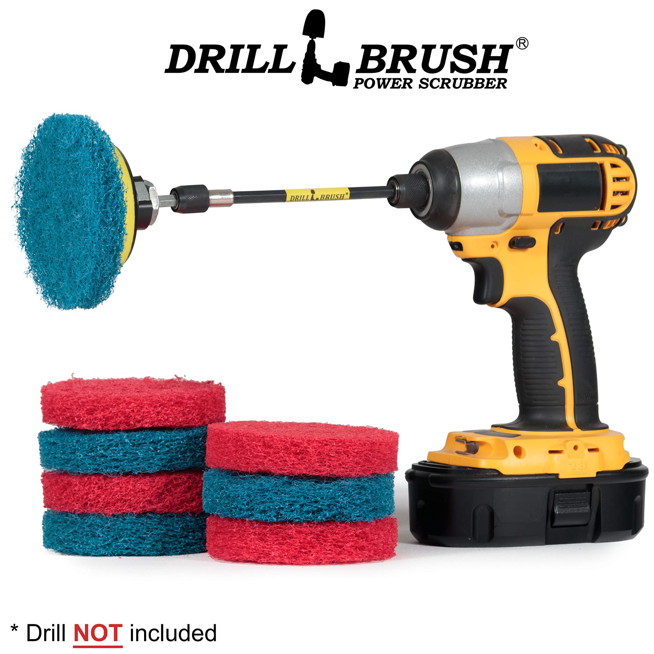 Power Scrubber Drill Brush Set - 4PC Heavy Duty Cleaning Pads for Kitchen & Bathroom - Stove, Oven Rack, Sink, Shower & Vinyl Floor Deep Cleaning - Drill Attachment for Effortless Scrubbing