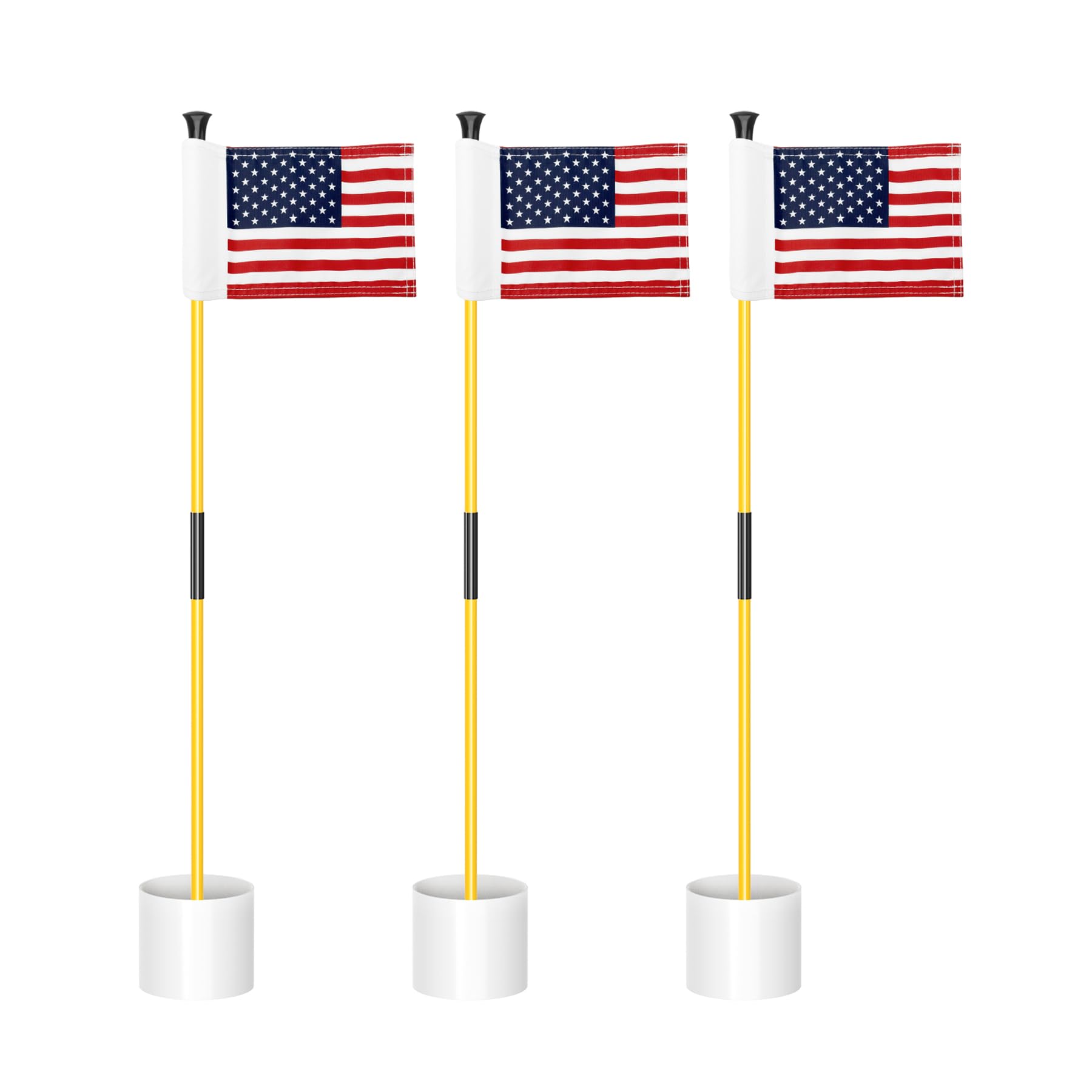 KINGTOP Golf Flagstick Mini - 3ft Practice Putting Green Flags for Yard, Golf Pin Flag & Hole Cup Combo Kit with Fiberglass Portable 2-Section Design & Double-Sided American Flag - Perfect for Backyard Golf Practice, Training Drills & Outdoor Games
