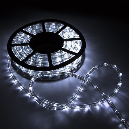 Waterproof LED Rope Lights Outdoor - 100FT/30M Cold White String Lights with 1080 LEDs for Patio, Garden, Pool & Holiday Decorations