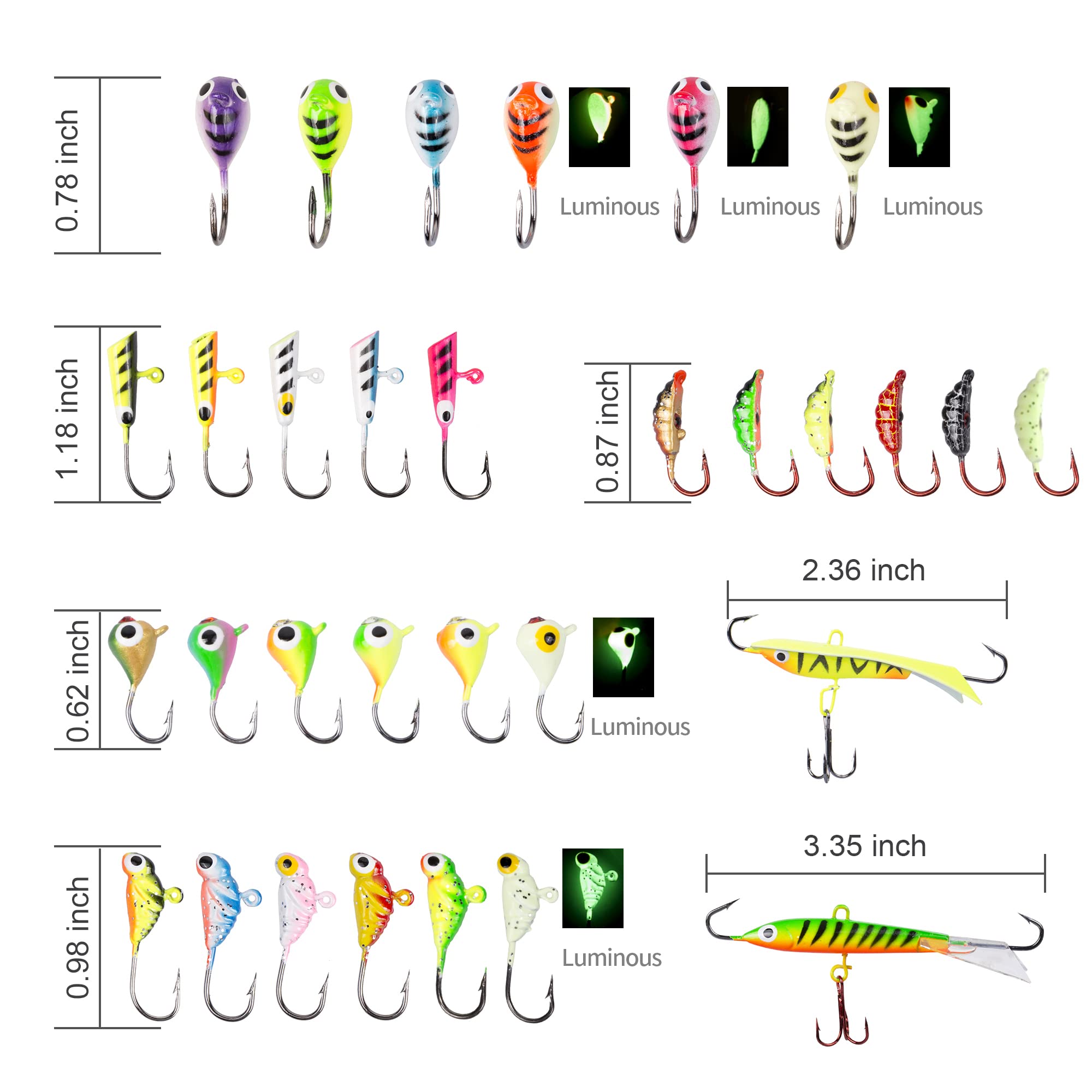 Premium Ice Fishing Jigs & Lures Kit with Tackle Box - Crappie Jig Heads for Winter Ice Fishing (14/15/16/31pcs) - Perfect for Ice Angling, Crappie & Panfish Fishing in Frozen Lakes